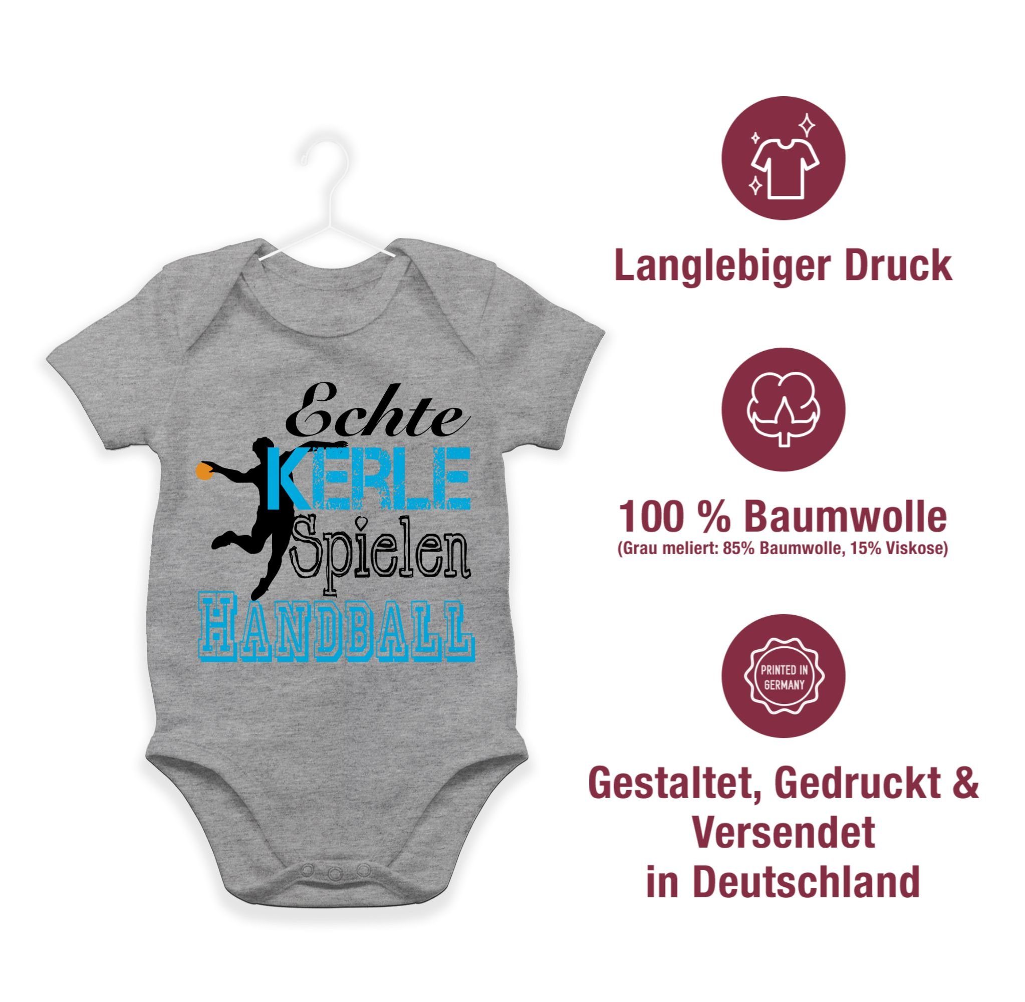 Shirtracer Baby meliert Spielen Sport Bewegung & 3 Echte Grau Shirtbody Handball Kerle