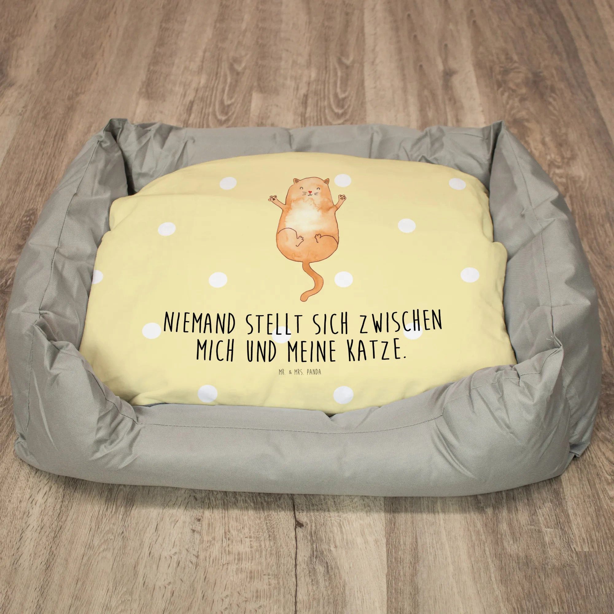 Thumbnail - Mr. & Mrs. Panda Tierbett Katze Umarmen - Gelb Pastell - Geschenk, nartikel, Familie, Kater, Fr, Entspannungsort