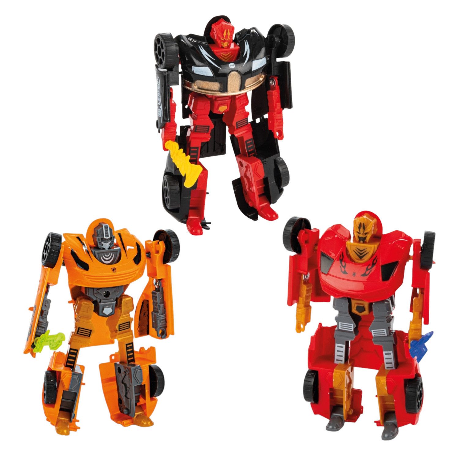 Toi-Toys Spiel Spielzeugauto und Roboter 2in1 im 3er-Set