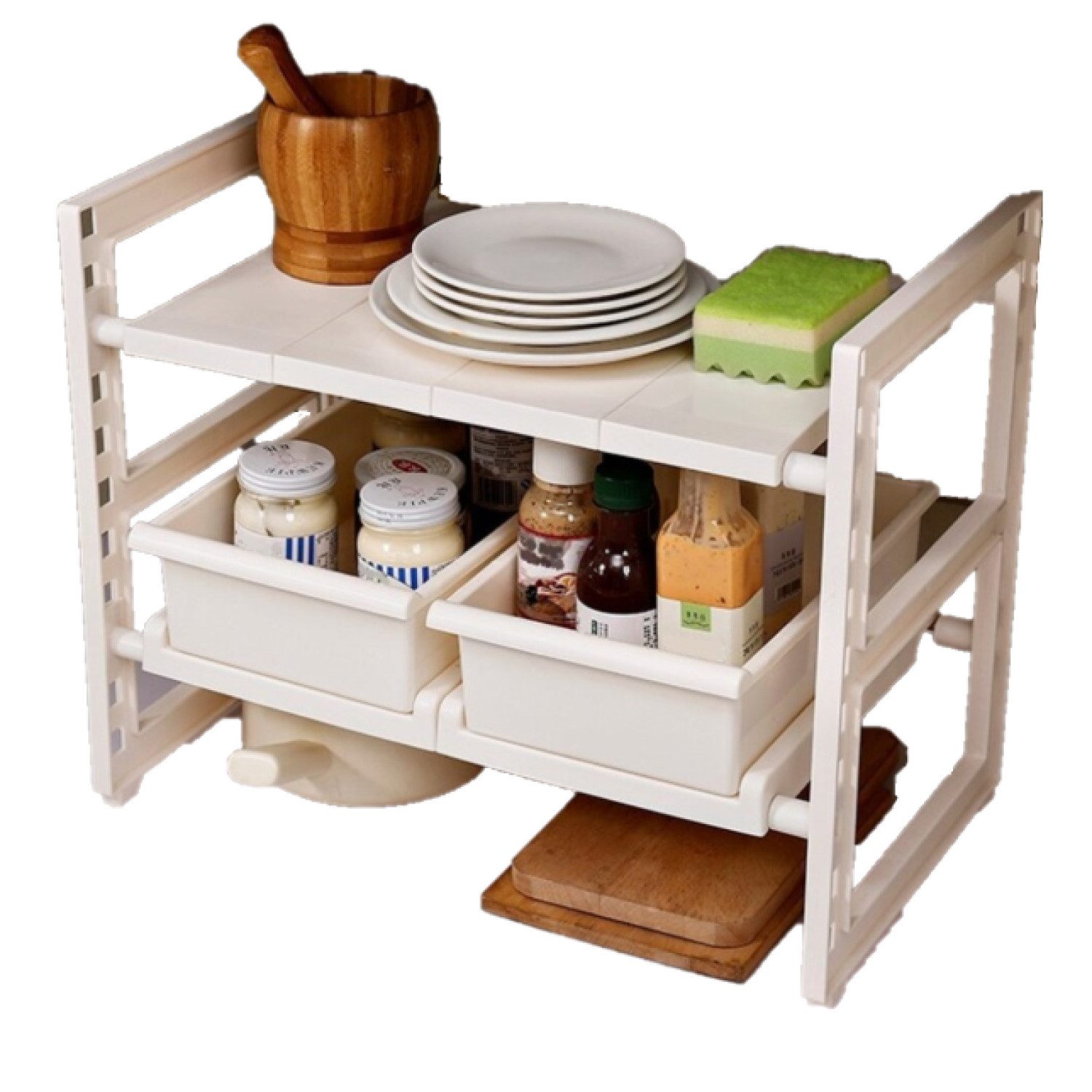 Creliv Küchenregal Schrankeinsatz Ausziehbar & Höhenverstellbar, mit 2 Körb günstig online kaufen