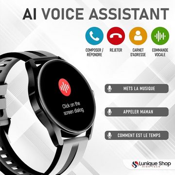 LUNIQUESHOP Smartwatch (1,39 Zoll, Android, iOS), mit telefonfunktion Bluetooth Sprachassistent Uhr Herzfrequenzmesser