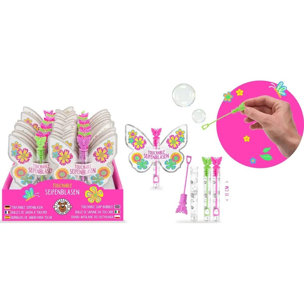 Trendhaus Seifenblasenspielzeug Schmetterling Touchable 4ml, 3-fach sortiert GF-6 Seifenblasen Seifenb