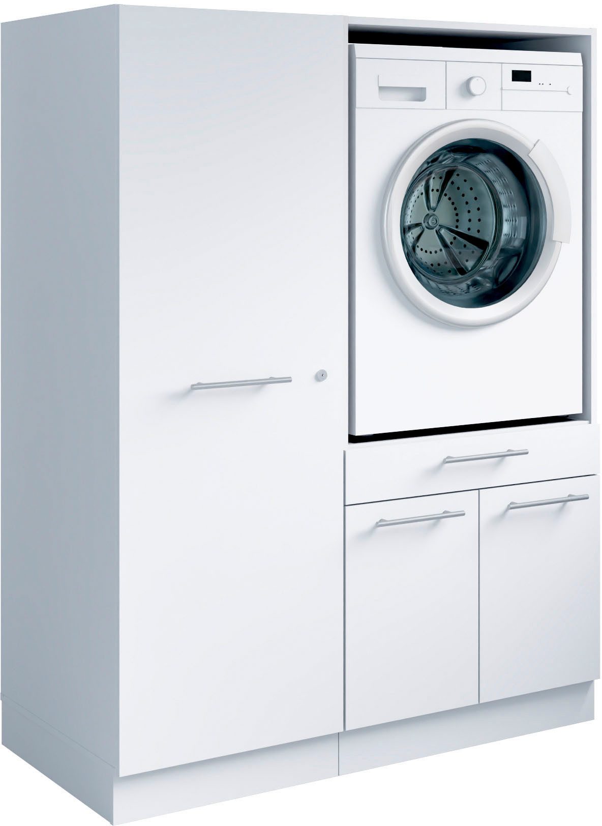 Laundreezy Mehrzweckschrank-Set Laundreezy, 4-tlg. Mehrzweckschrank-Set B/H/T 118/162/68 cm, (2-St), Breite 118 cm, Soft-Close-Funktion, höhenverstellbare Füße