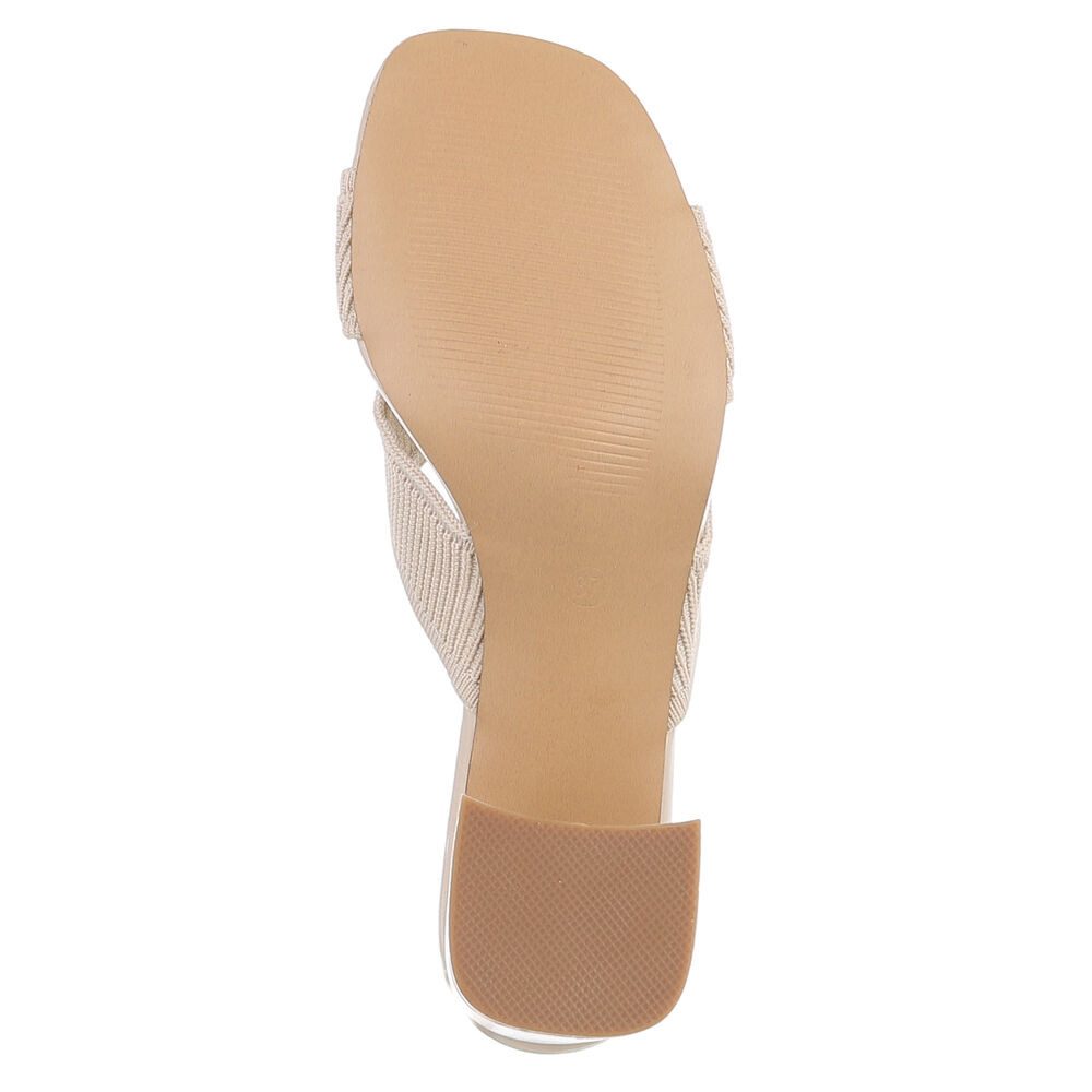 Ital-Design Damen Sandaletten mit Blockabsatz und Riemen Pantolette (91742719) Blockabsatz Sandalen & Sandaletten in Beige