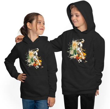MyDesign24 Hoodie Kinder Kapuzenpullover - Fußball Hoodie Mädchen in Ölfarben Kapuzensweater mit Aufdruck, i474