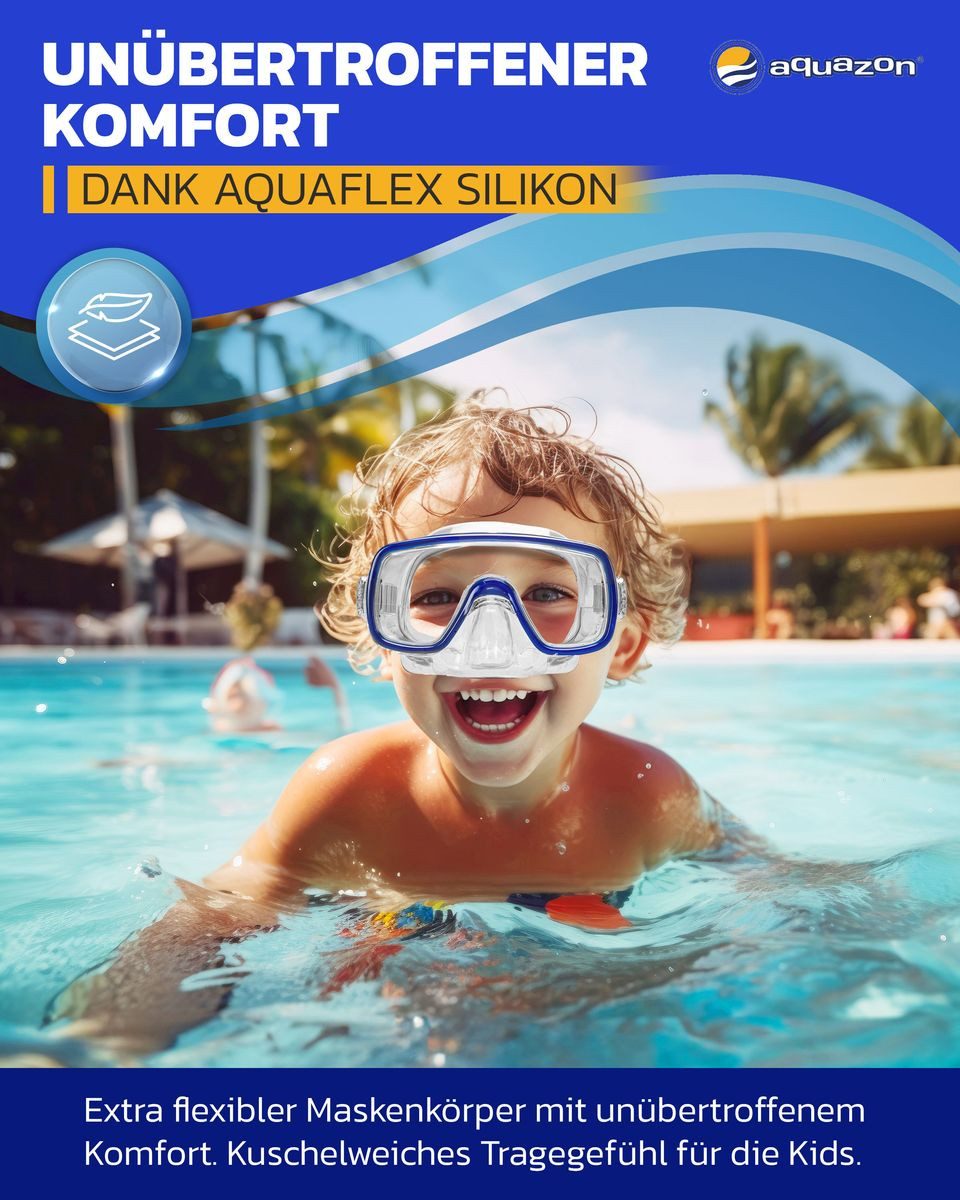 AQUAZON Taucherbrille FUN Schnorchelbrille für Kinder 3-7 Jahre, tolle Passform, sehr robust