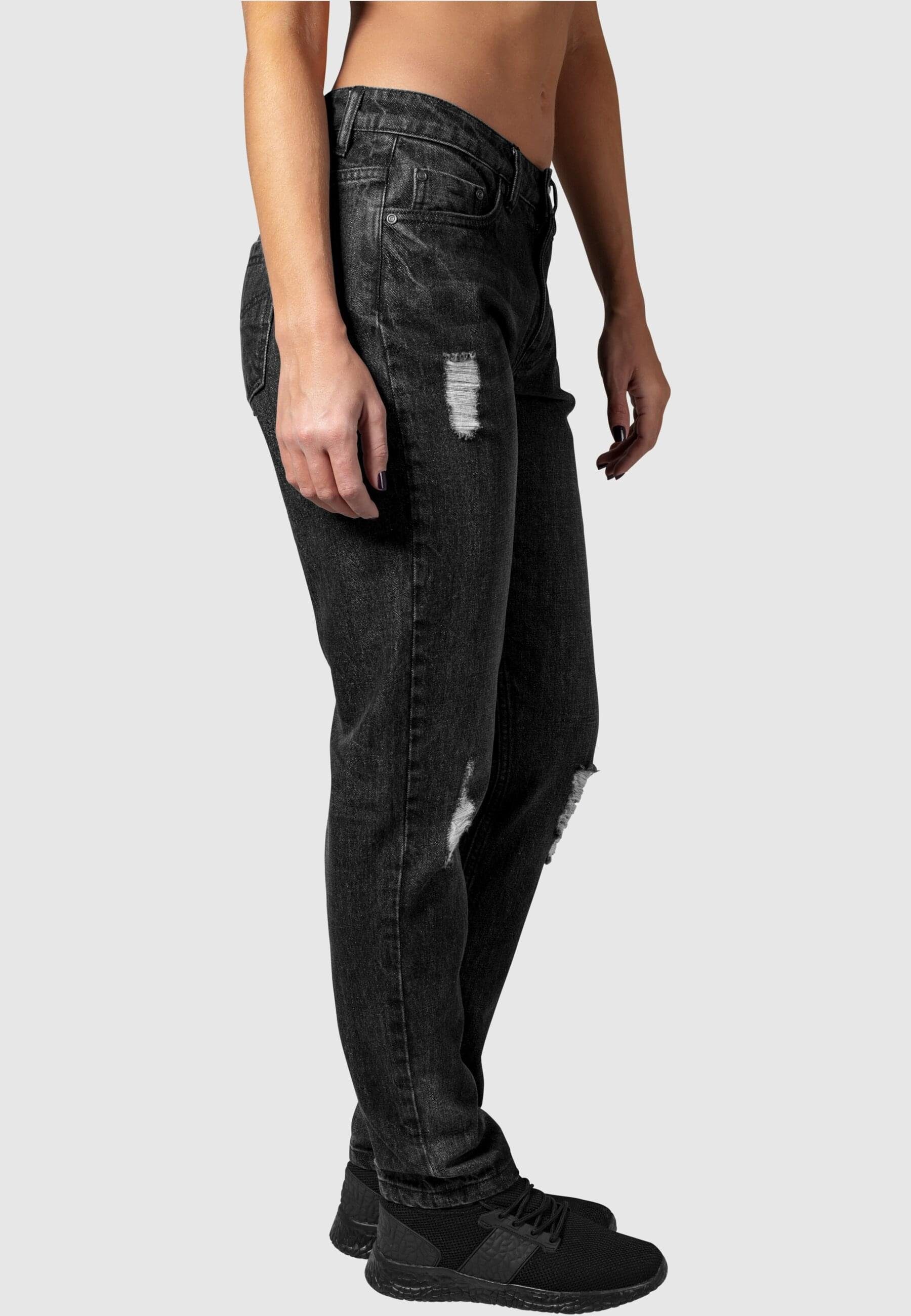 URBAN Damen (20709) (1-tlg) CLASSICS Ladies Washed Denim Bequeme Pants Jeans Black Boyfriend