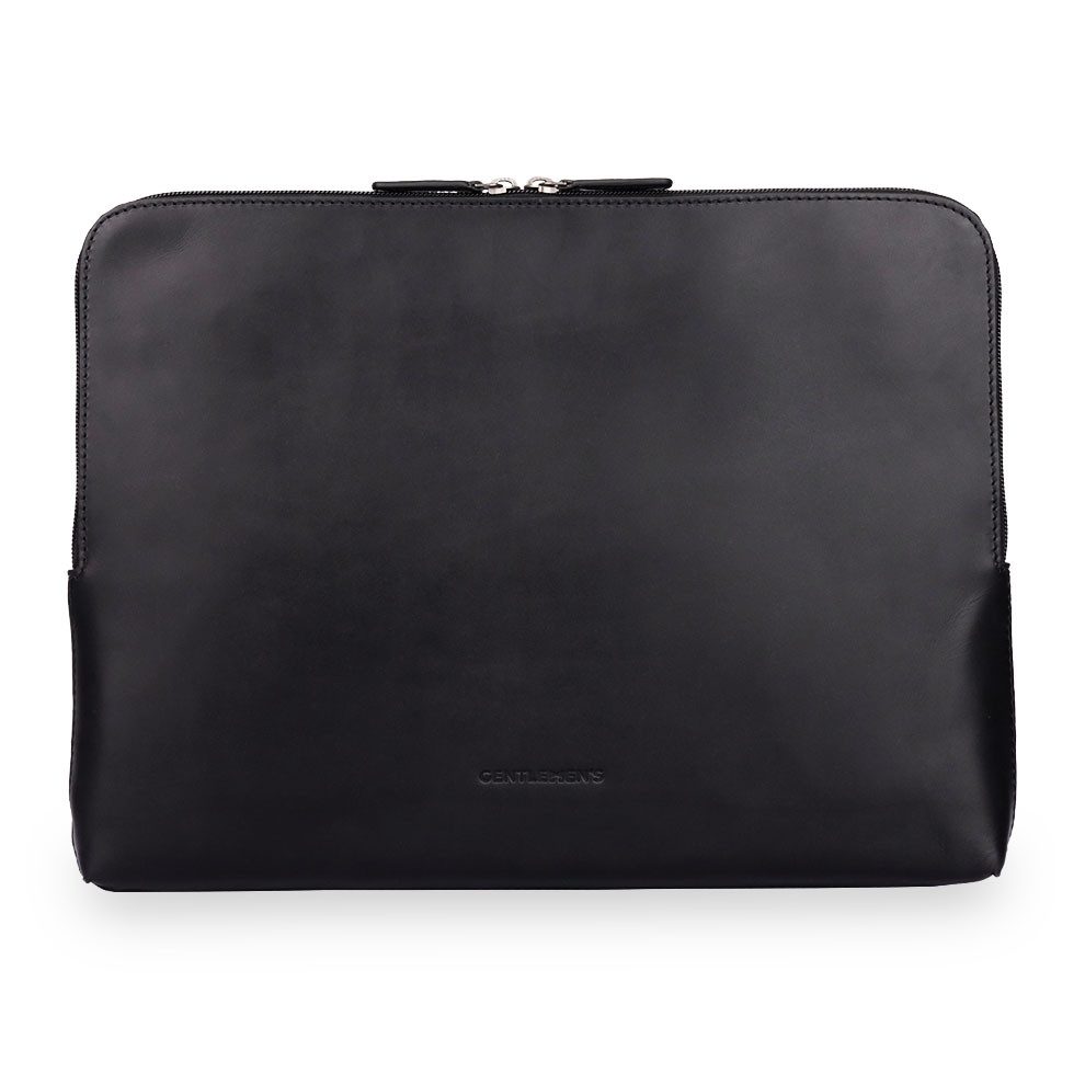 Gentlemen's Laptop-Hülle Laptopsleeve - Echtleder Laptophülle, 5 Fächer für Ladekabel, Tracker 14-16 Zoll, Für 14 und 16 Zoll