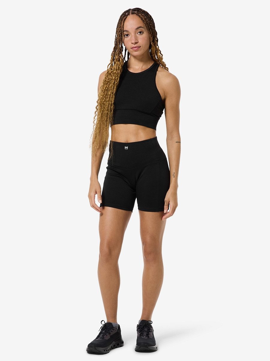 SUPER.NATURAL Sport-BH für Damen aus Merino W LIQUID FLOW TOP mit hoch geschnittenem Ausschnitt