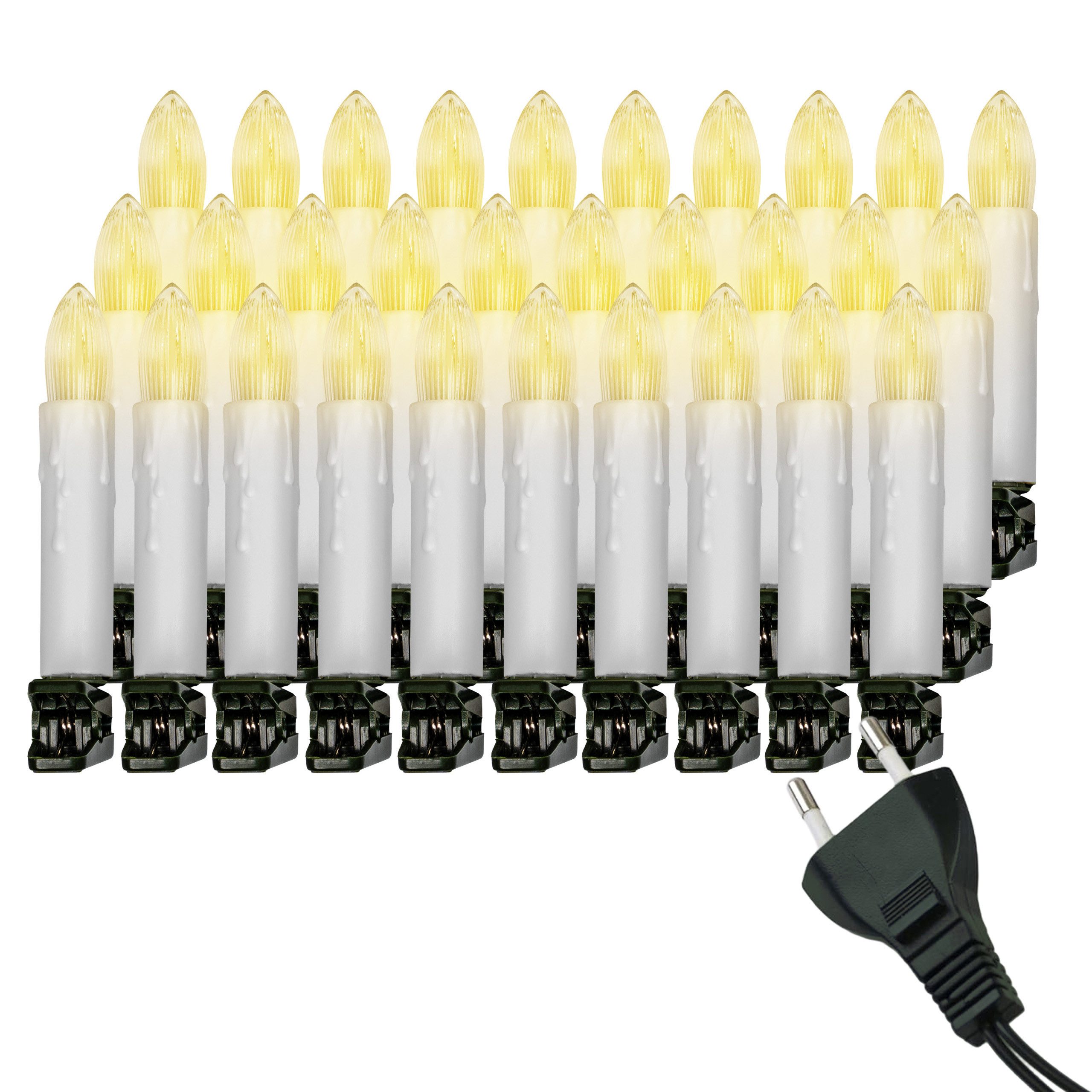 IC Winterworld LED-Lichterkette Retro LED Weihnachtsbaum-Lichterkette mit Filament-Kerzen, E10 Birne, 30-flammig, warm-weiß, 230V, nostalgische Weihnachtsbeleuchtung für Innen