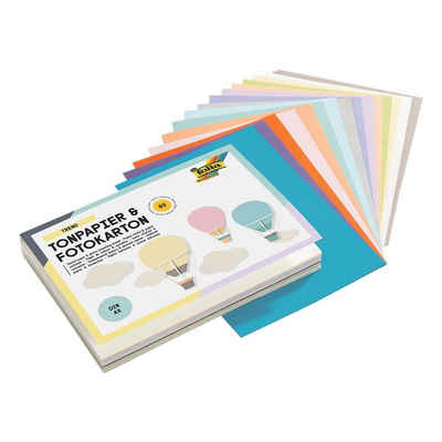 Folia Bastelkartonpapier TREND, Set Tonpapier/ Fotokarton in 15 Pastellfarben, Format A6, 60 Blatt