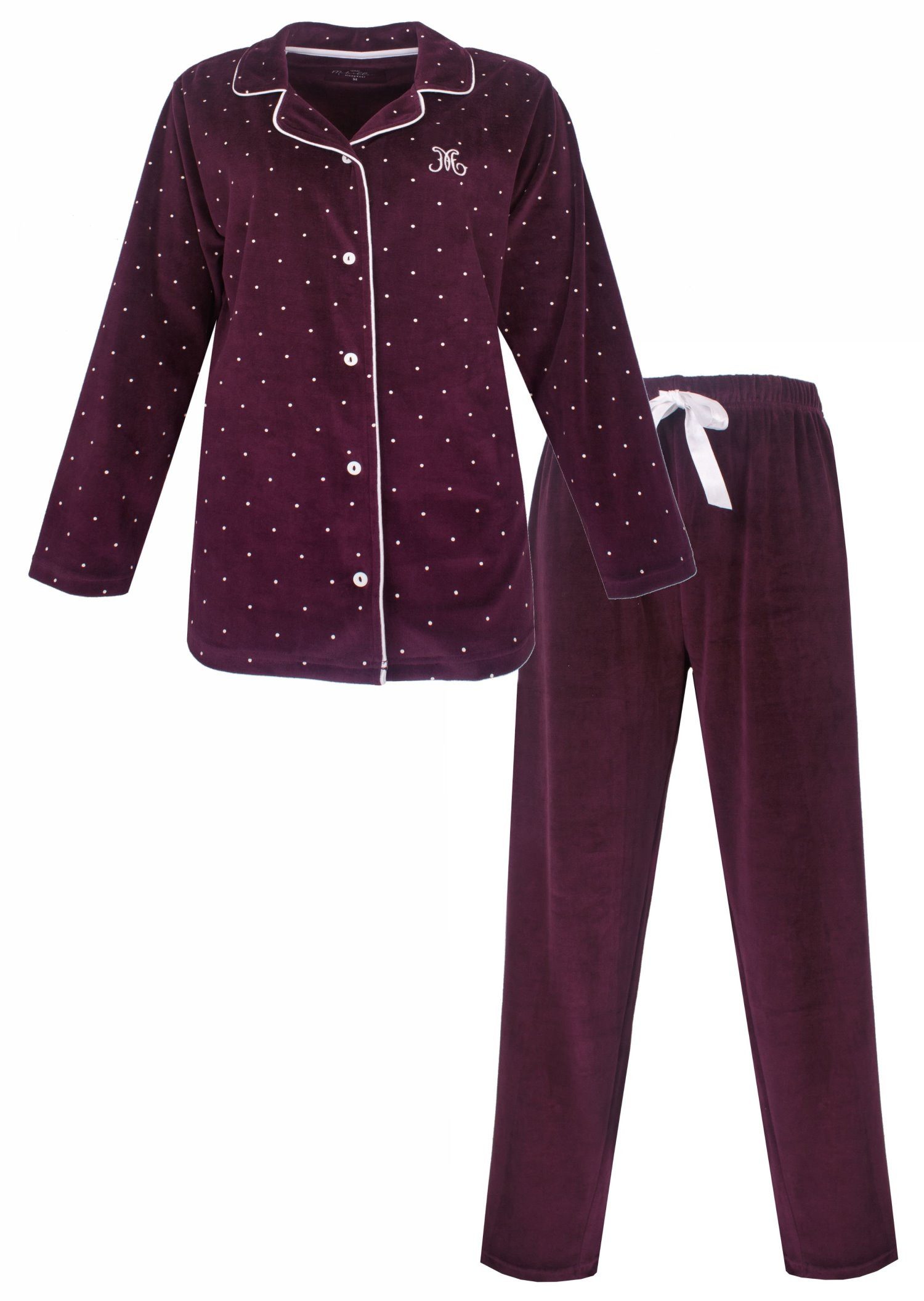 Medaillon Schlafanzug Damen Nikki Pyjama geknöpft (2 tlg) kuschelige Qualität