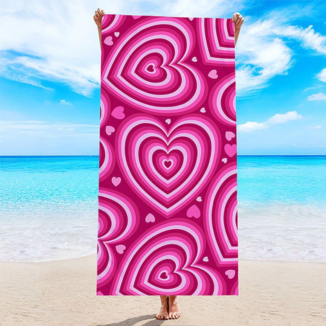 DÖRÖY Strandtuch Mikrofaser Strandtuch,Erwachsene schnell trocknendes 70*150cm Rosa Badetuch