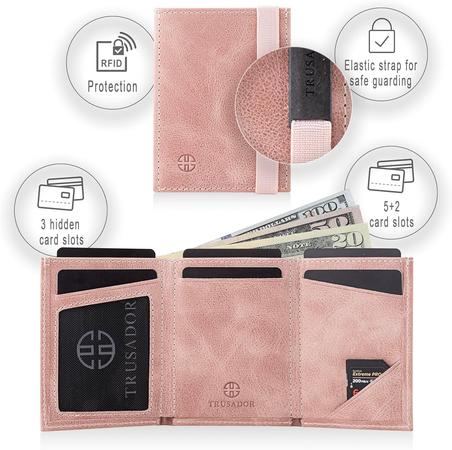 Trusador Geldbörse 'Marseille' - Edles Leder Wallet mit kleinem Spiegel (Ha günstig online kaufen