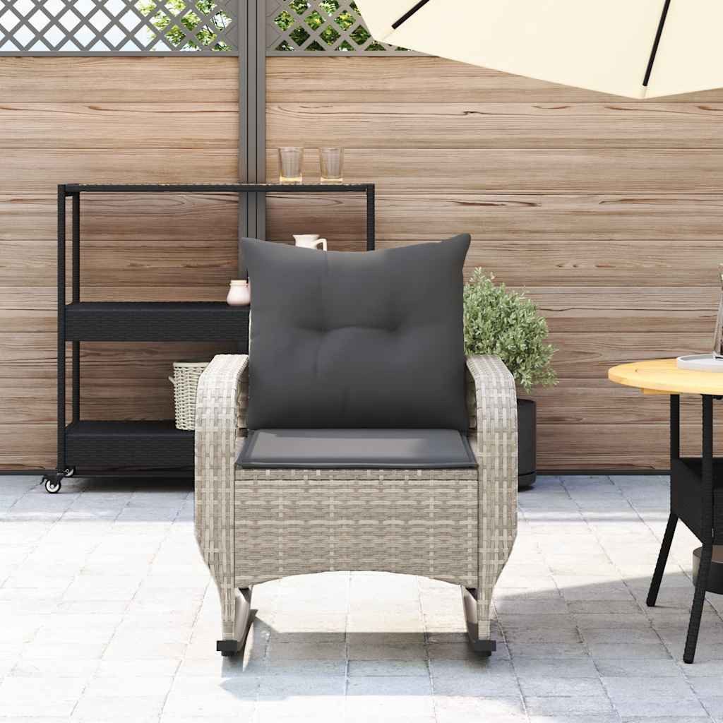vidaXL Gartenstuhl Garten-Schaukelstuhl mit Kissen Hellgrau günstig online kaufen