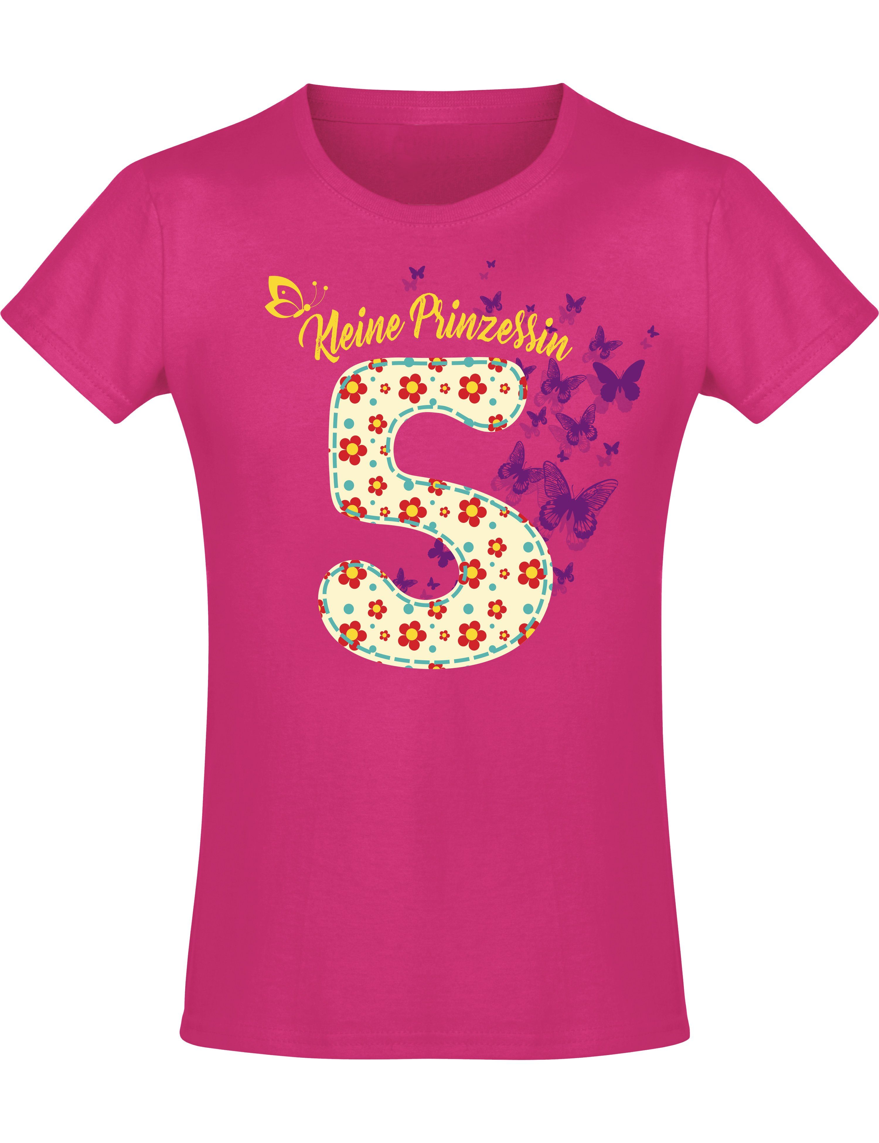 Print-Shirt Geburtstagsgeschenk für Mädchen: "5 Jahre mit Blumen"