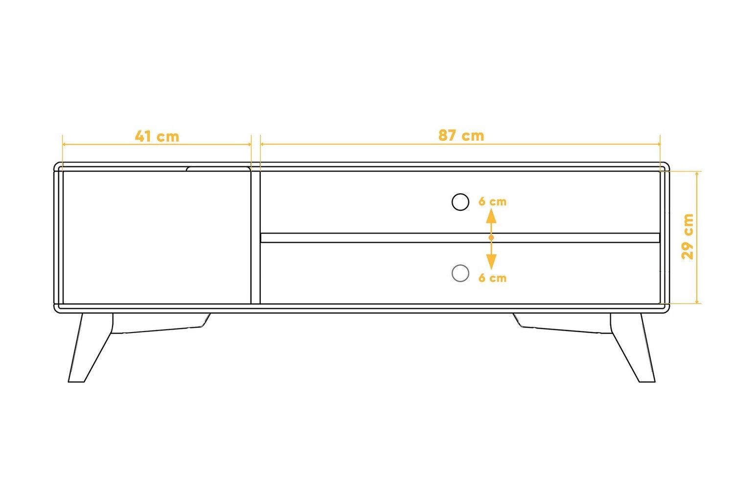 Natur24 Lowboard TV-Board Gerg Kernbuche 134x40x48 mit 1 Tür und 2 offenen Fächern