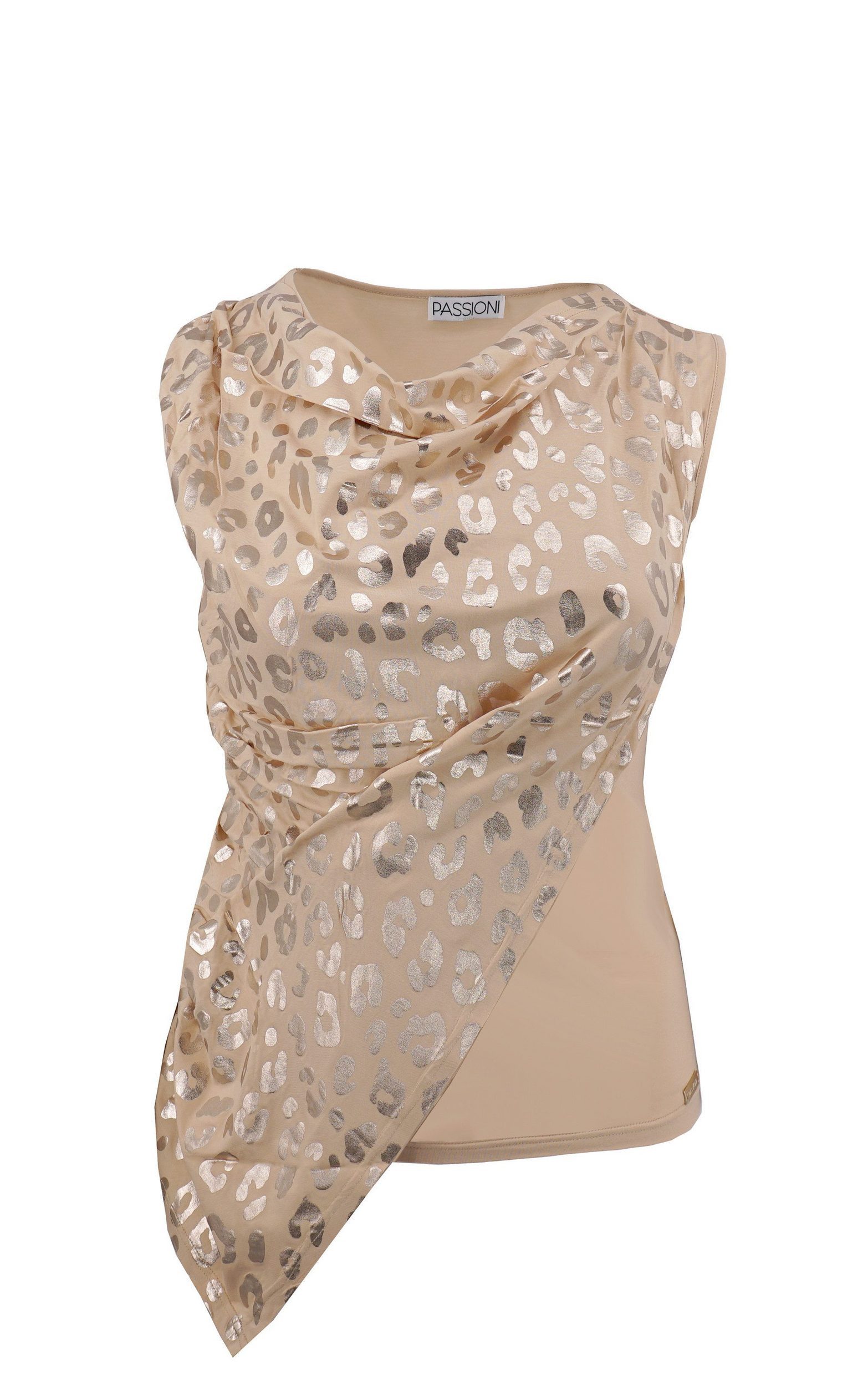 Passioni Tanktop mit drapiertem Vorderteil und Goldfolien-Leopardenmuster – Bild 3 von 3