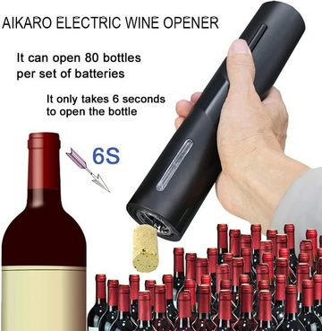 SOTOR Korkenzieher Elektrischer Korkenzieher Wein öffner Weinflaschenöffner, (Rotwein-Flaschenöffner, 5-teiliges Set, Automatischer Flaschenöffner, Batteriebetrieben), Ausgießer, Vakuumverschluss, Geschenk für Weinliebhaber
