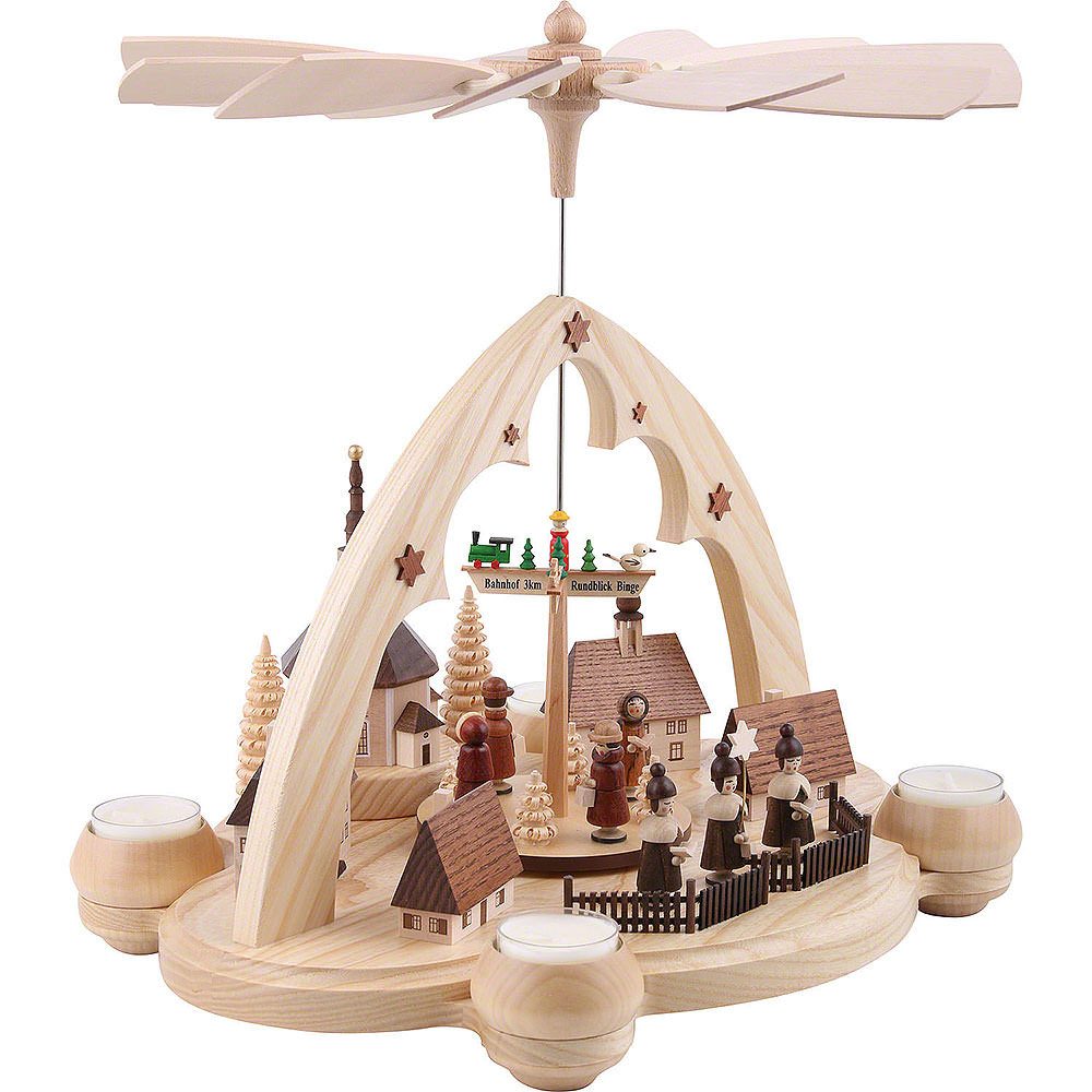 Müller Kleinkunst GmbH Seiffen Weihnachtspyramide 1-stöckige Pyramide Seiffener Dorf Spitzbogen 36cm von Müller Kleinkun