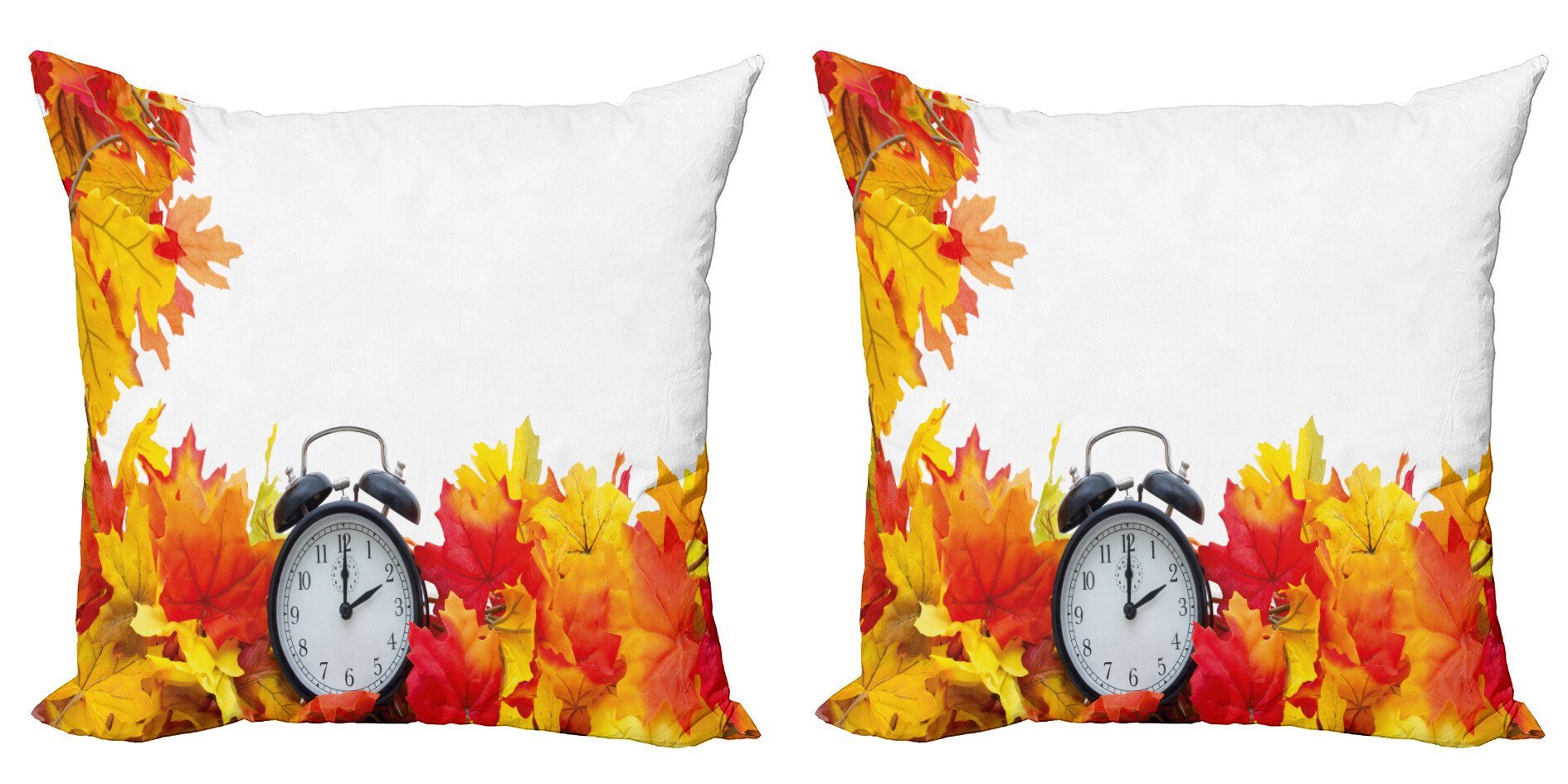 Kissenbezüge Modern Accent Doppelseitiger Digitaldruck, Abakuhaus (2 Stück), Nostalgisch Autumn Leaves Clock