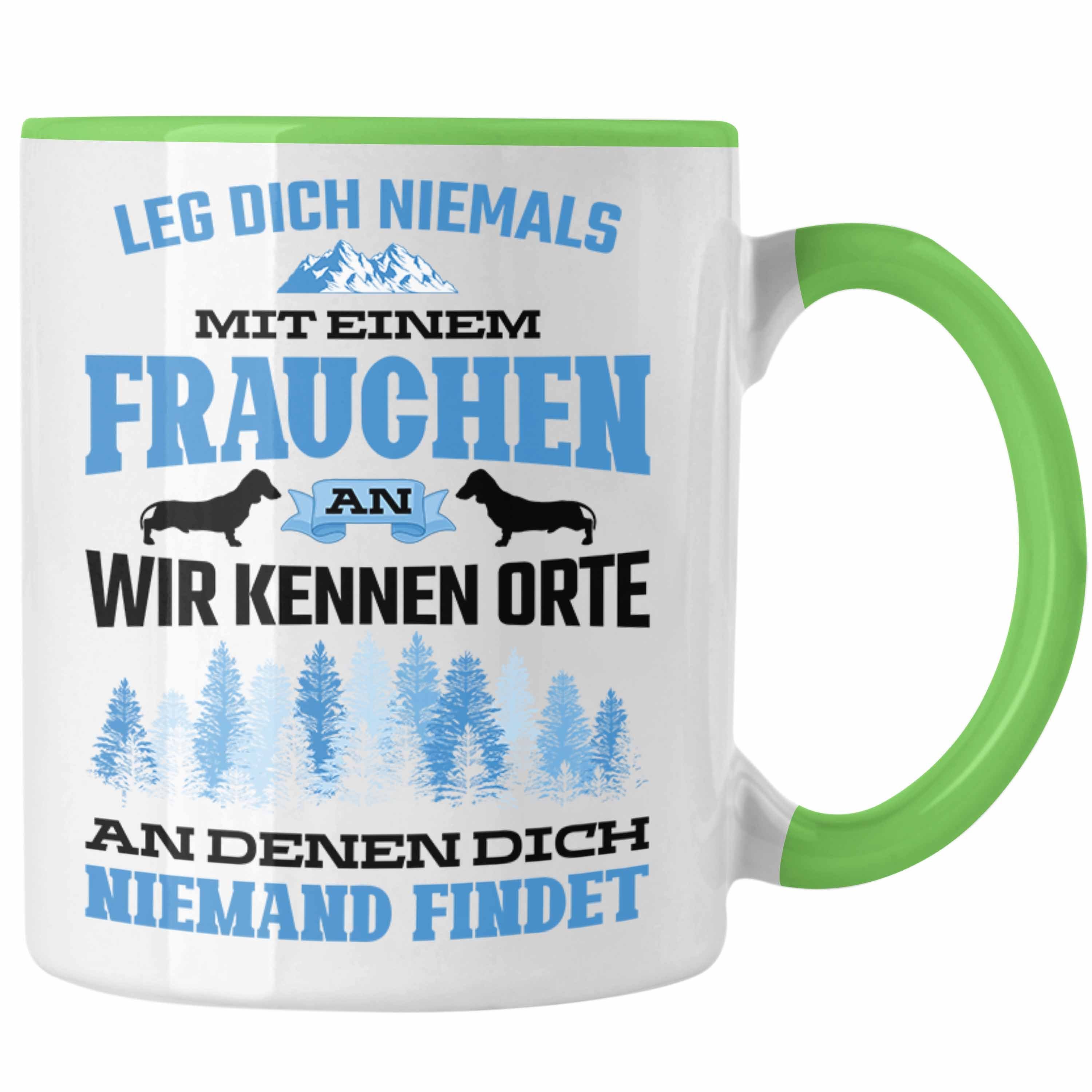 Trendation Tasse Trendation - Frauchen Tasse Geschenk Lustig Spruch Hundebesitzerin Geschenke Hund Grün