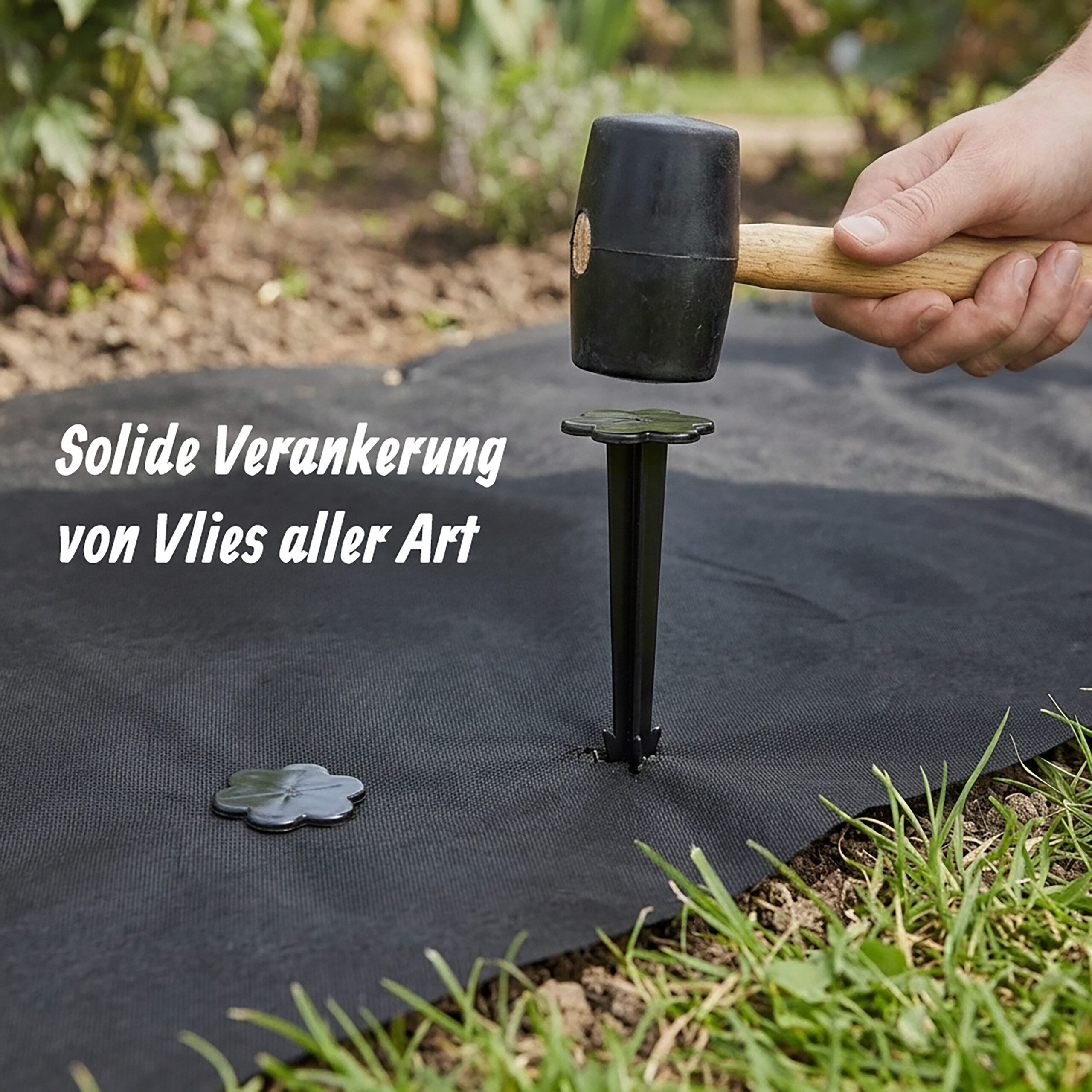 relaxdays Bodenanker 100er Set Erdnägel aus Kunststoff, für Gartenvlies, Folien und Zelte, Einschlagen, (100-St) – Bild 2 von 5