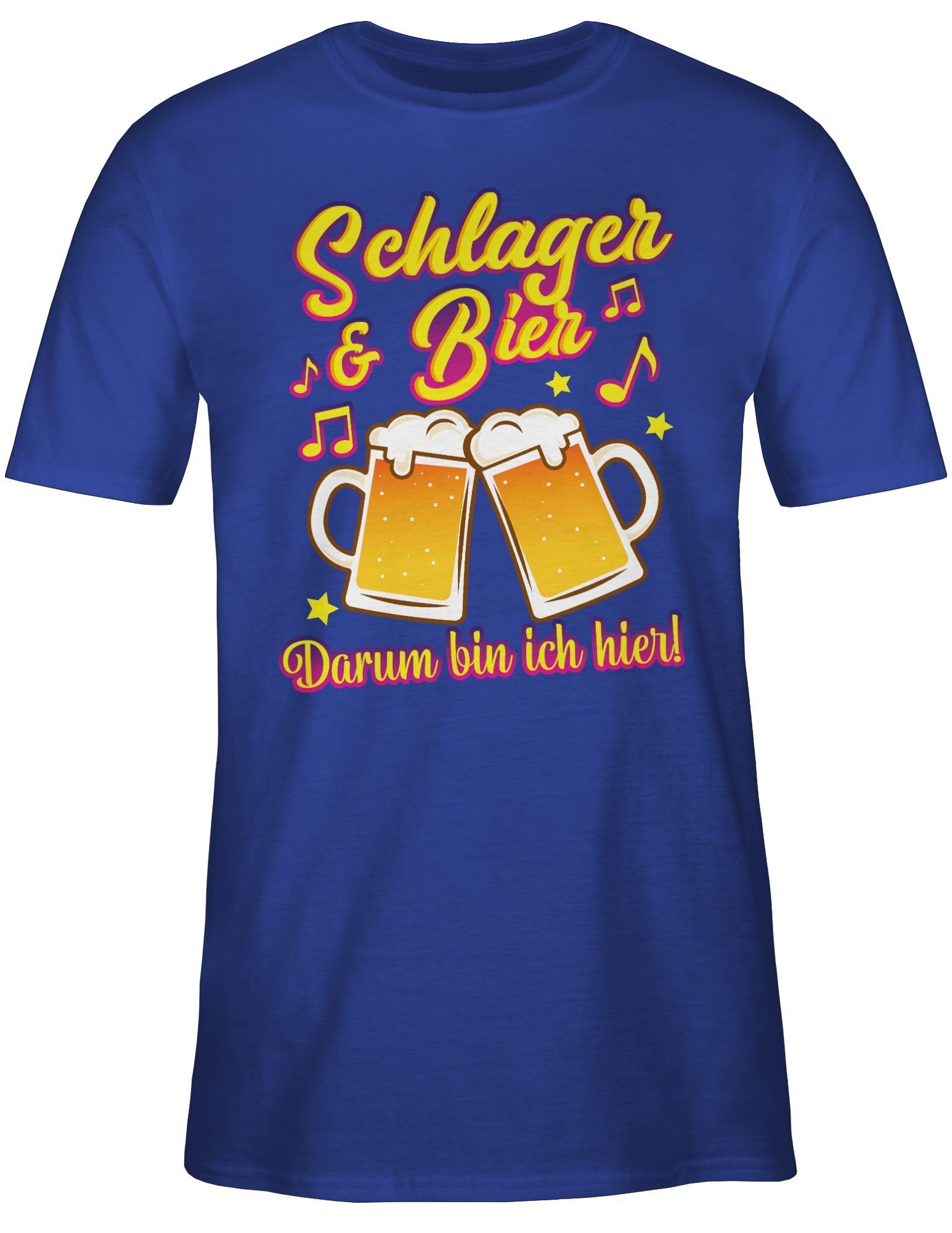 bin Shirtracer Schlager darum 02 hier! Royalblau & Schlager Outfit Party T-Shirt Bier ich