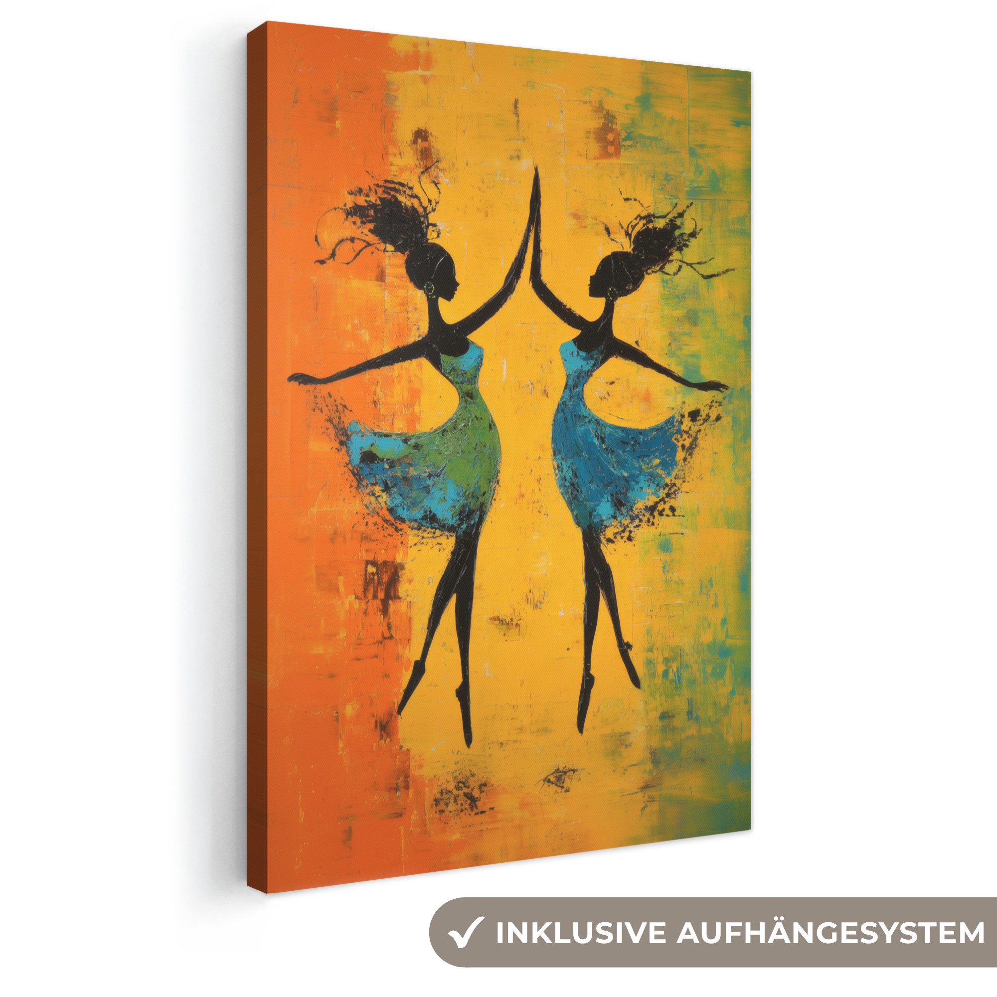 OneMillionCanvasses® Leinwandbild Tanzen - Frauen - Farbtextur, Fotodruck (1 St), Leinwand Canvas Wandbild, Wanddekoration 20x30 cm