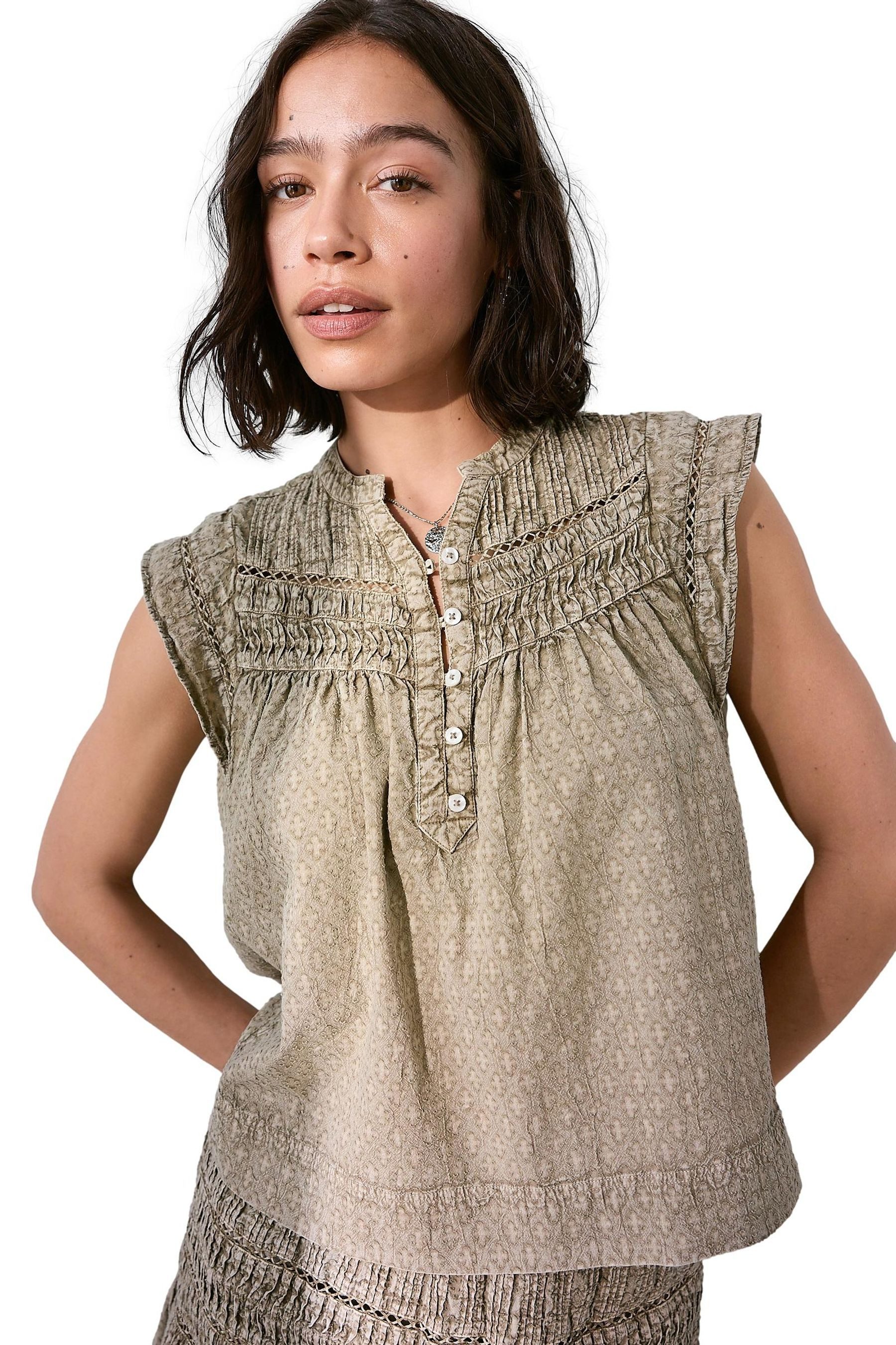 Blusentop Ärmellose Jacquard-Bluse