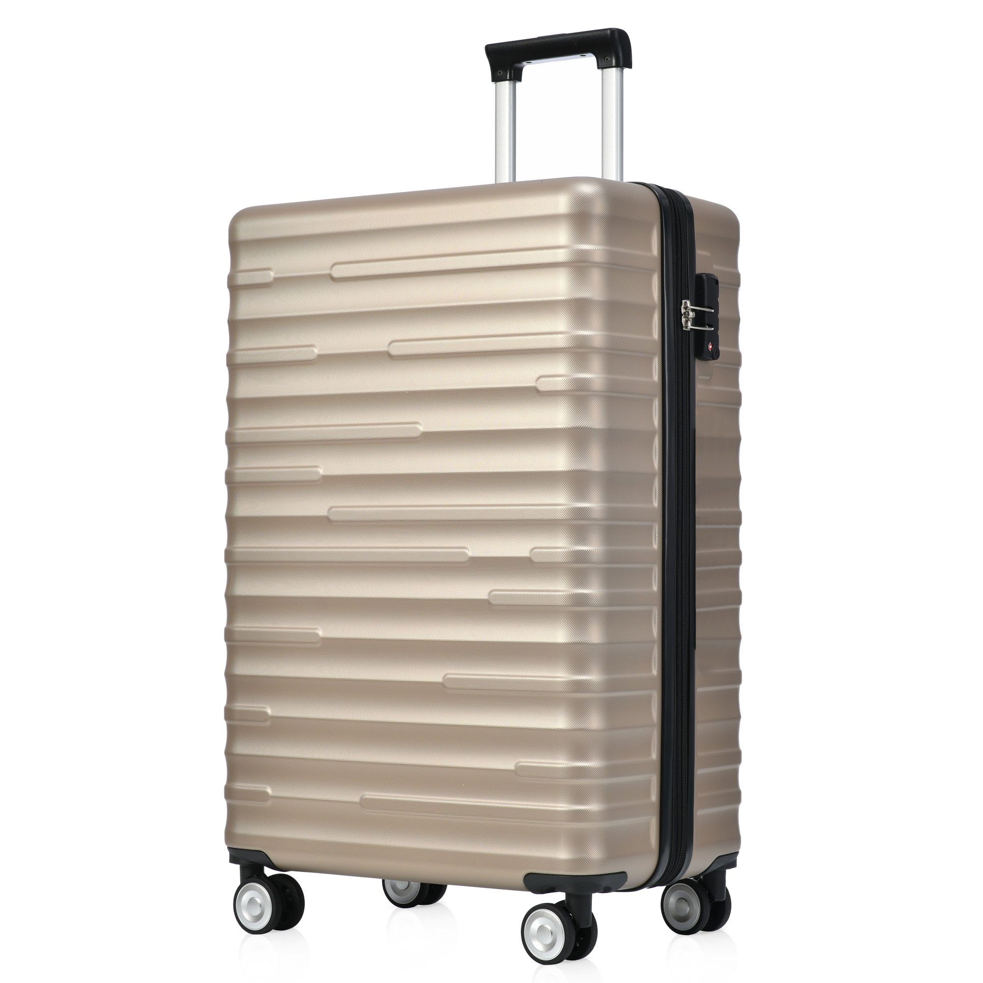 4 Rollen, 37*24,5*56,5cm TSA-Schloss Hartschalen-Trolley Ulife mit 4 Kabinenkoffer Golden M- Spinnerräder wasserdicht, Rollen