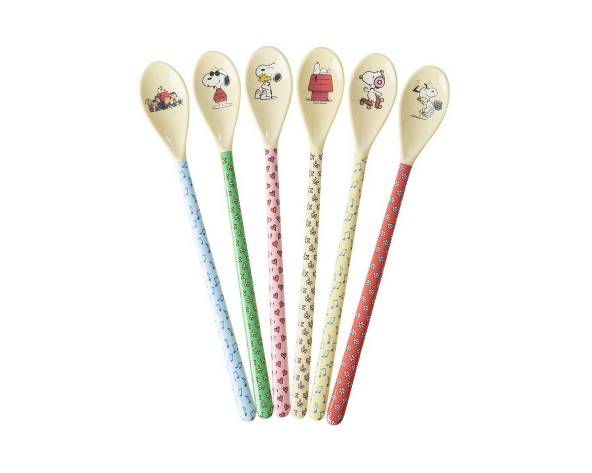 rice Latte-Macchiato-Löffel Latte-Löffel Snoopy-Design, 6er-Set, extra lang, Melamin BPA-frei