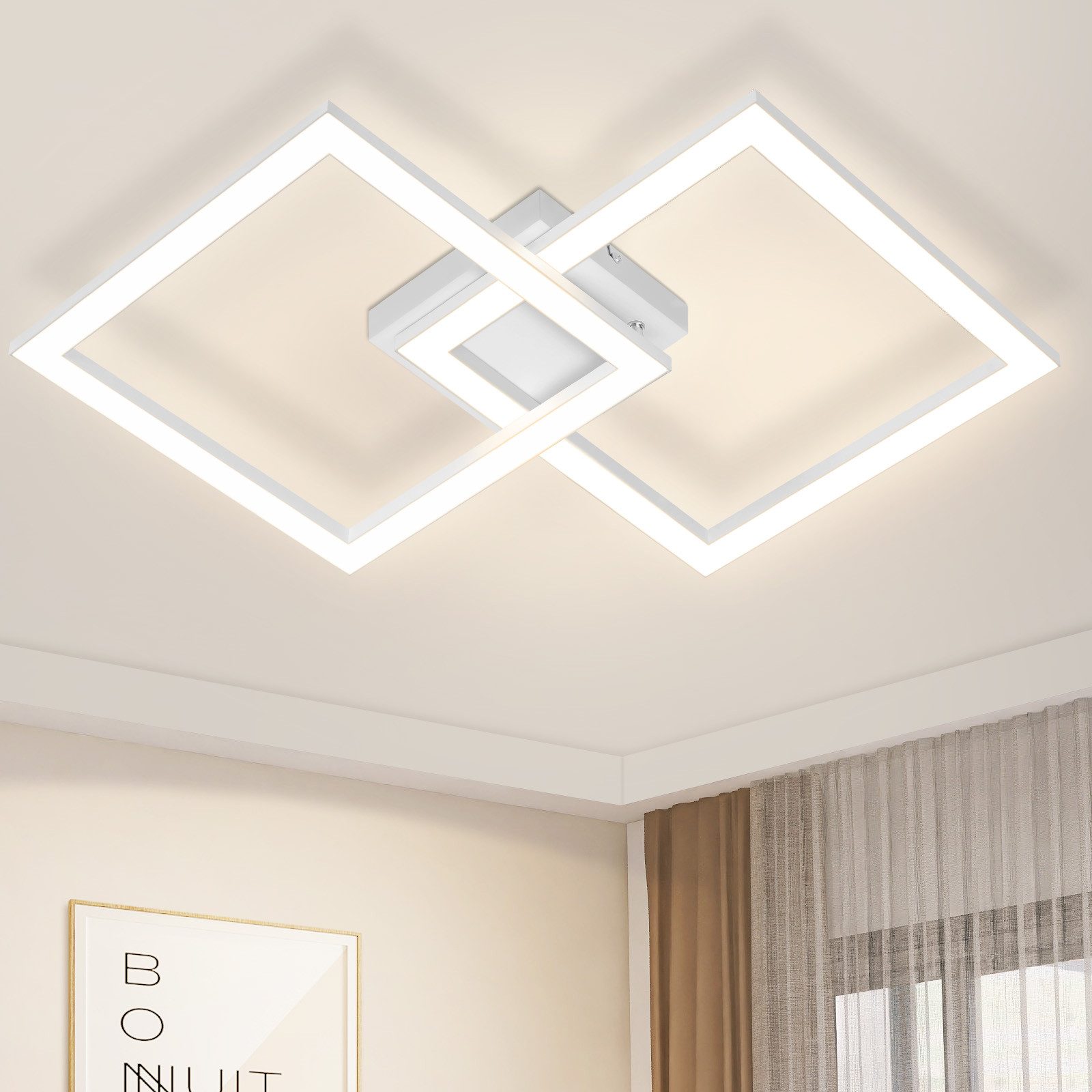 Nettlife LED Deckenleuchte Wohnzimmer Eckig 12W/24W günstig online kaufen
