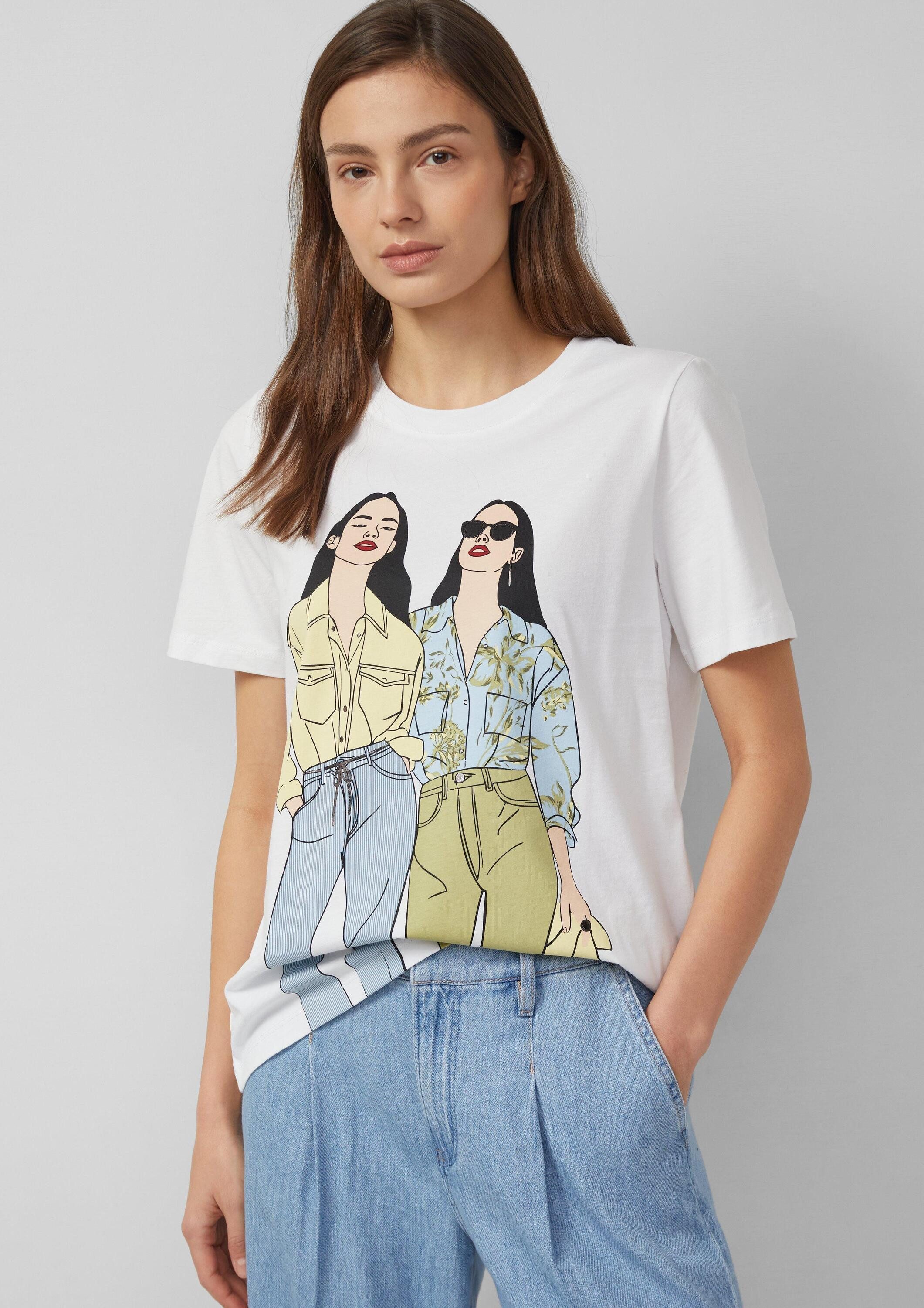 s.Oliver Kurzarmshirt T-Shirt Baumwoll-T-Shirt mit Frontprint