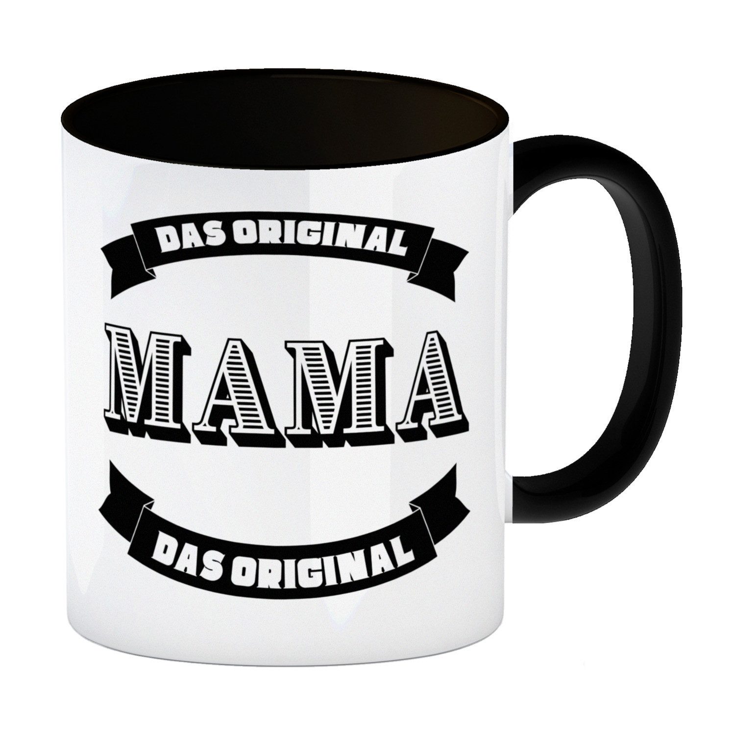 Tasse Mama Kaffeebecher in schwarz mit Spruch Mama Das Original