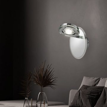 etc-shop LED Wandleuchte, LED-Leuchtmittel fest verbaut, Warmweiß, Wandlampe Spotleuchte Strahler beweglich chrom LED Glas Leseleuchte