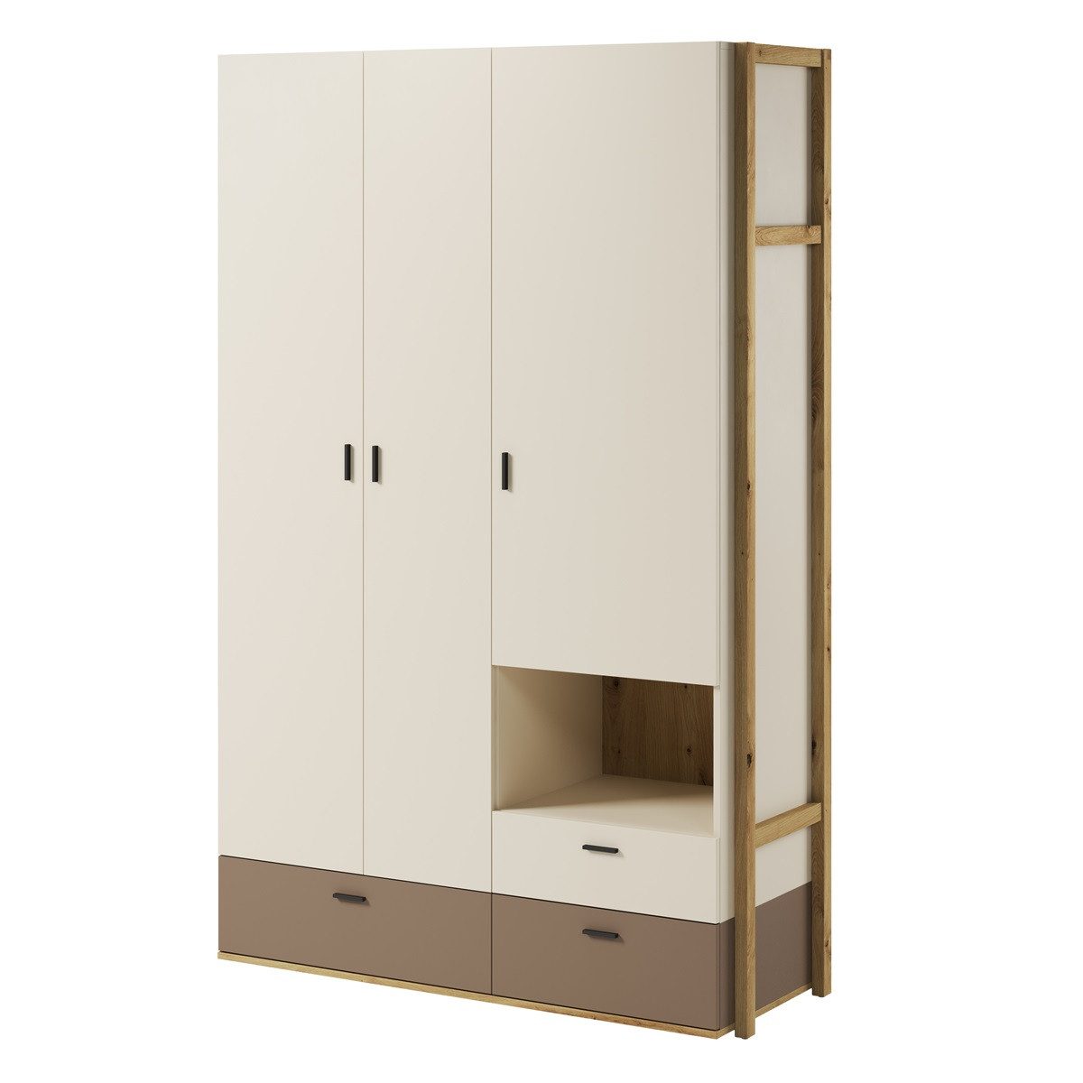 Compleo Kinderkleiderschrank LAGOS 3-türig Schrank, mit 3x Schubladen, Geräumiger Kleiderschrank 125x210x51cm