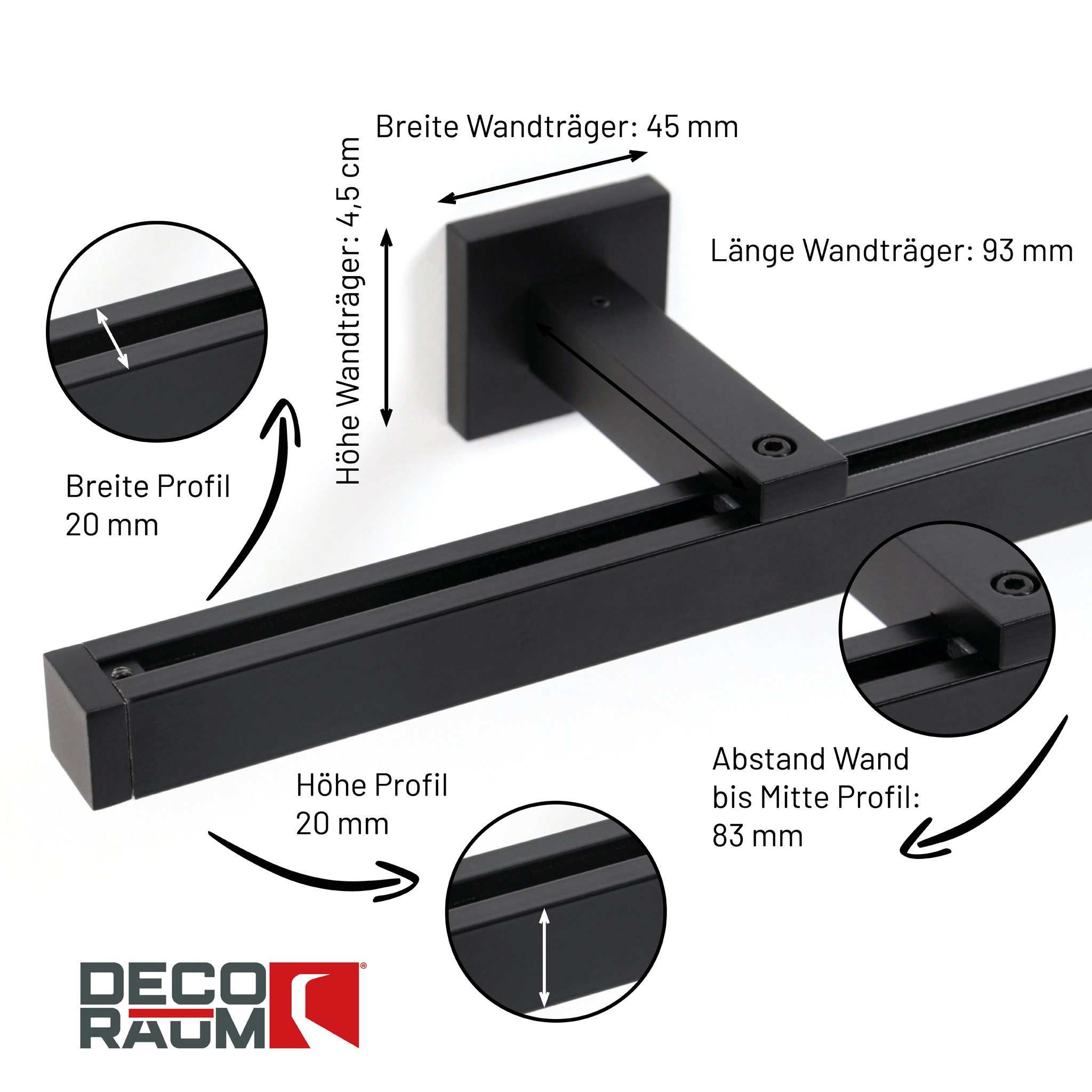Deco-Raum Gardinenschiene Cube 20x20mm eckig, 1-läufig, günstig online kaufen