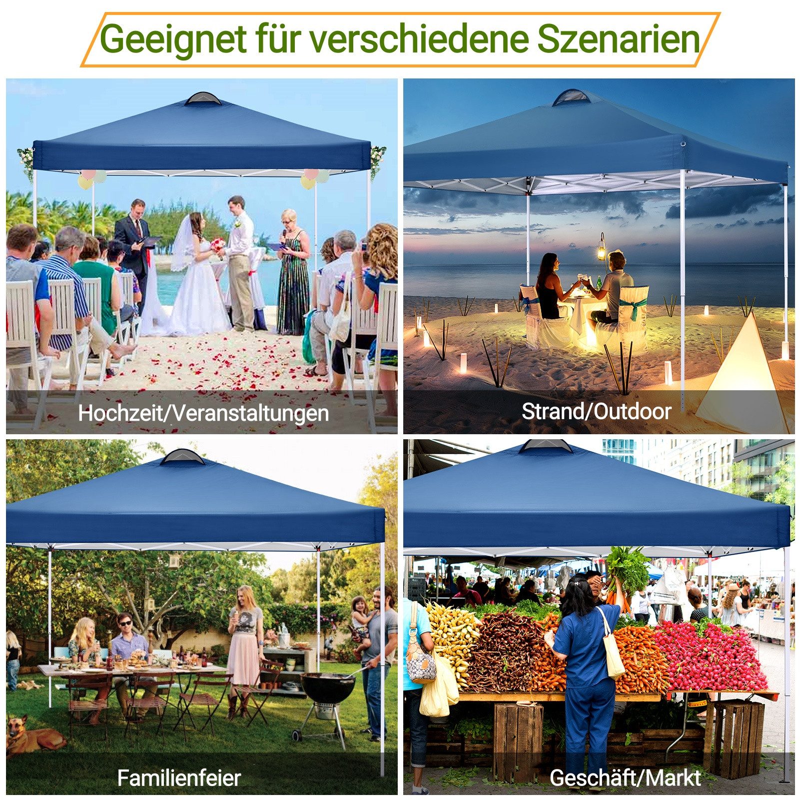 LUCKZON Pavillon 3x3m, mit Belüftung, wasserdicht, günstig online kaufen