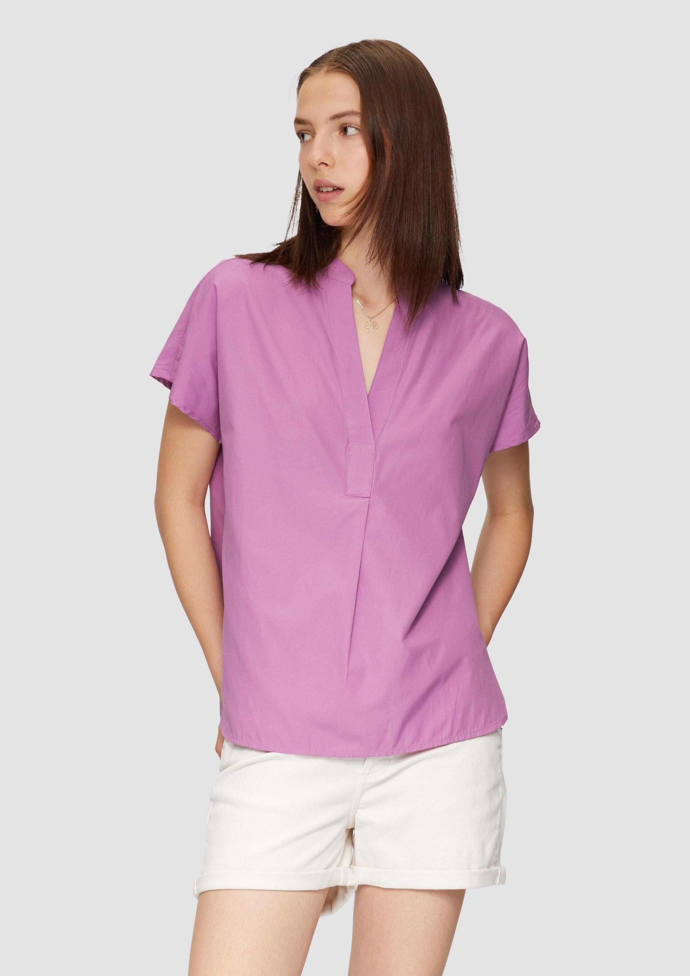 QS Kurzarmbluse Bluse Blusenshirt aus Popeline