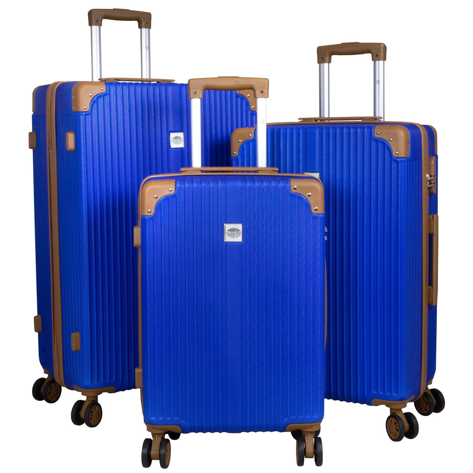 Trolleyset Kofferset 3 tlg Hartschale Barbados ABS 4 Rollen Zahlenschloss