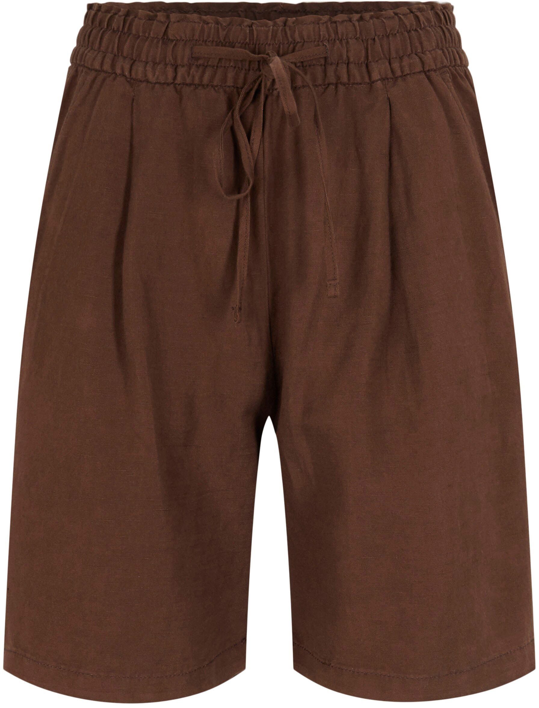 Shorts mit TAILOR Leinenanteil TOM chocolate und Bund brown elastischem