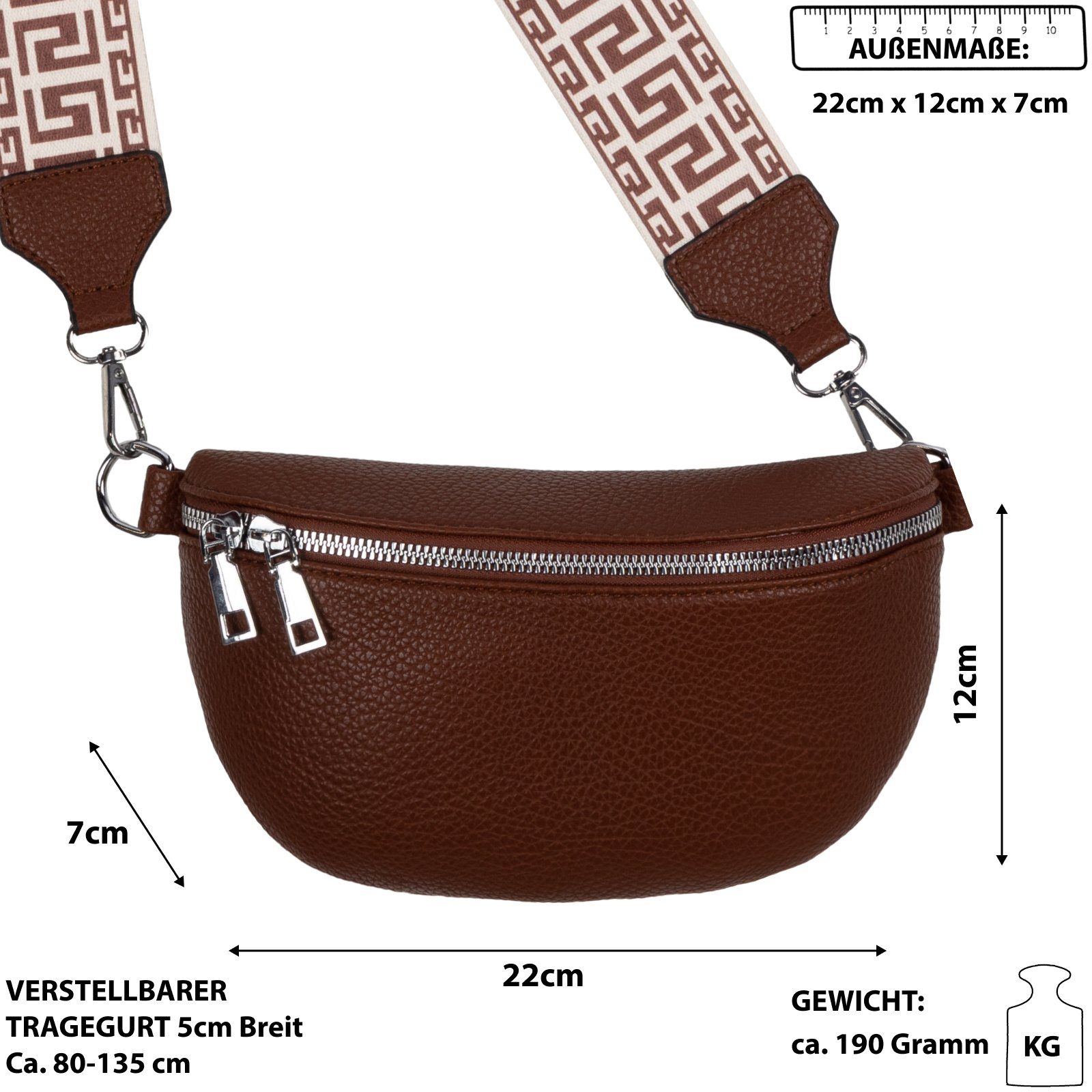 Umhängetasche COFFEE Crossbody-Bag Kunstleder Schultertasche, als tragbar Bauchtasche Gürteltasche Hüfttasche Italy-De, CrossOver, Umhängetasche EAAKIE