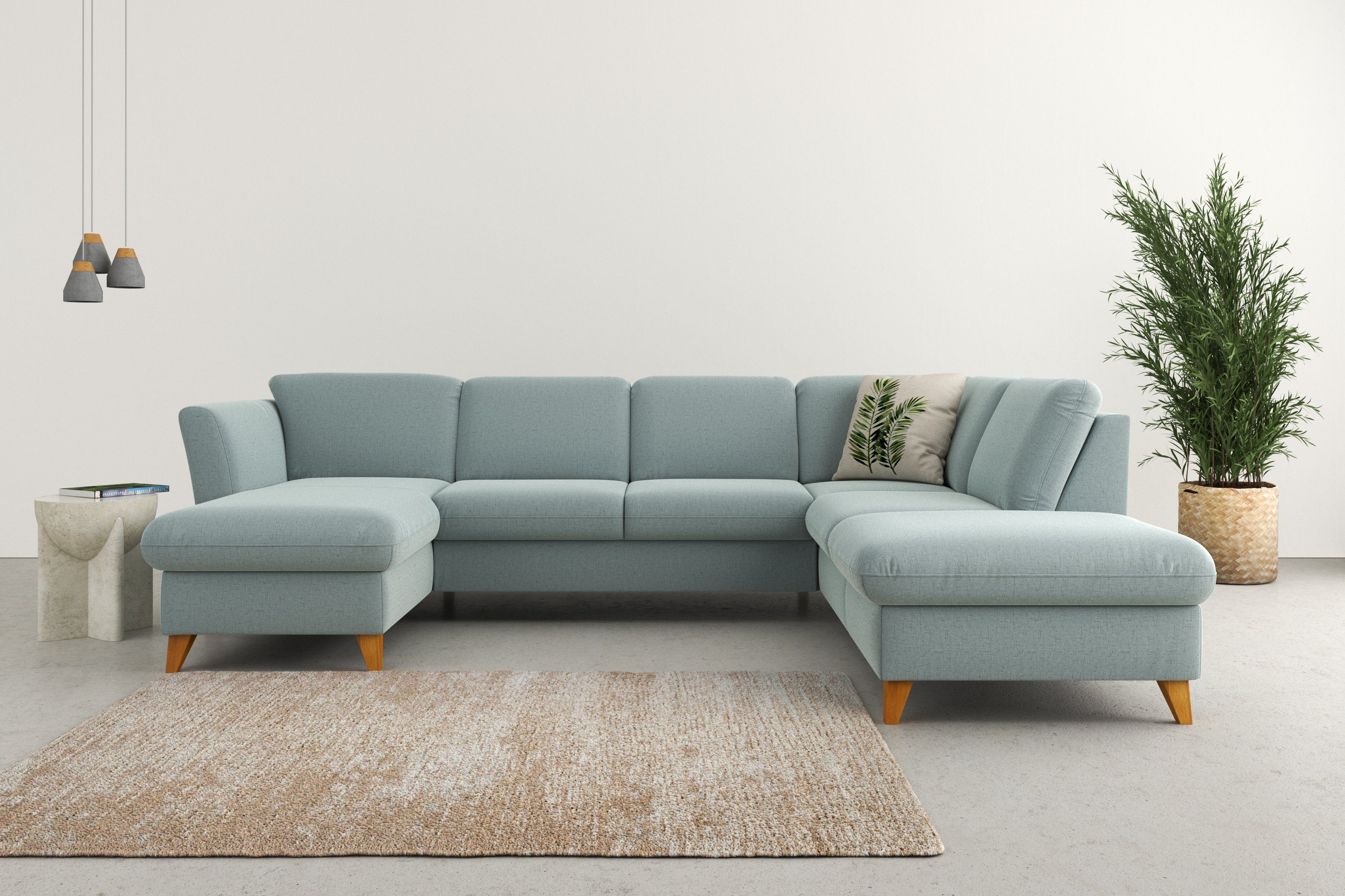 Home affaire Wohnlandschaft Trelleborg U-Form, Federkern-Polsterung, wahlweise mit Bettfunktion und Stauraum