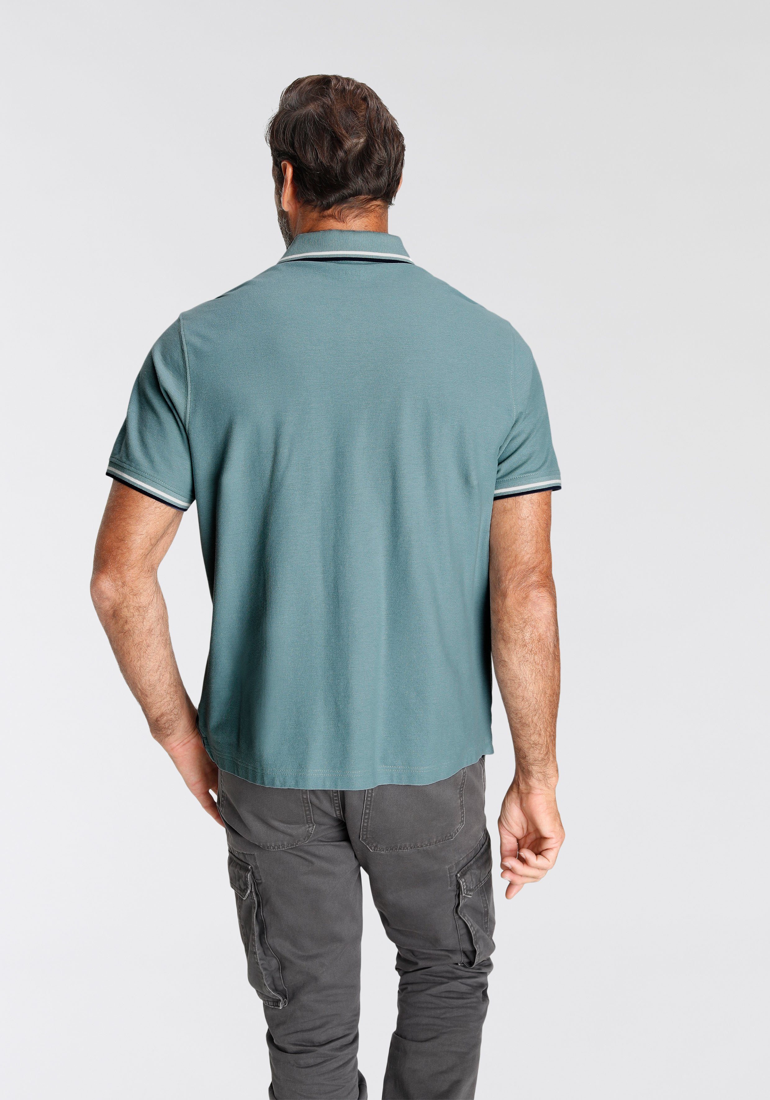 Man's World Poloshirt Mit Print an der rauchblau Schulter