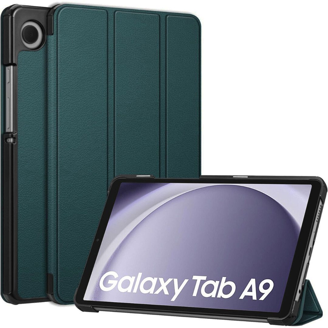 SmartUP Tablet-Hülle für Samsung Galaxy Tab A9 Klapphülle Tasche Case Cover Schutzglas 9H 8,7 Zoll, integrierte Standfunktion, integrierter Magnetverschluss