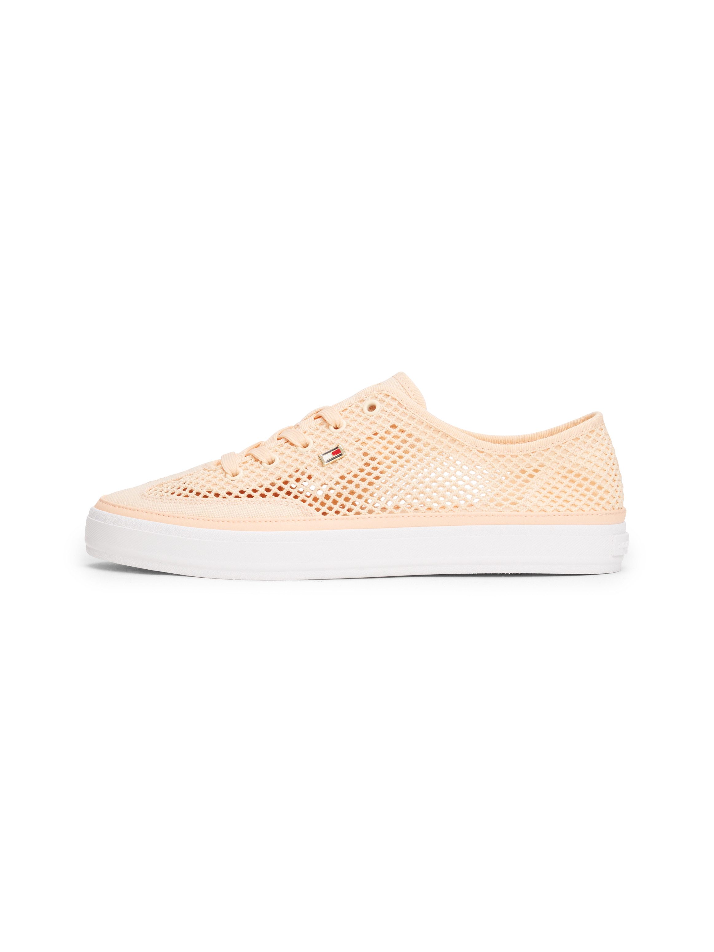 Tommy Hilfiger TH OPEN MESH VULC SNEAKER Plateausneaker, Freizeitschuh, Halbschuh, Schnürschuh mit Logoflagge