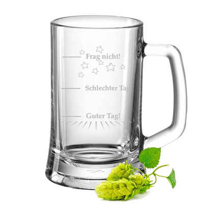 GRAVURZEILE Bierkrug Leonardo Bierkrug mit Gravur - Guter Tag Schlechter Tag, Glas, Witziges Geschenk für Biergenießer