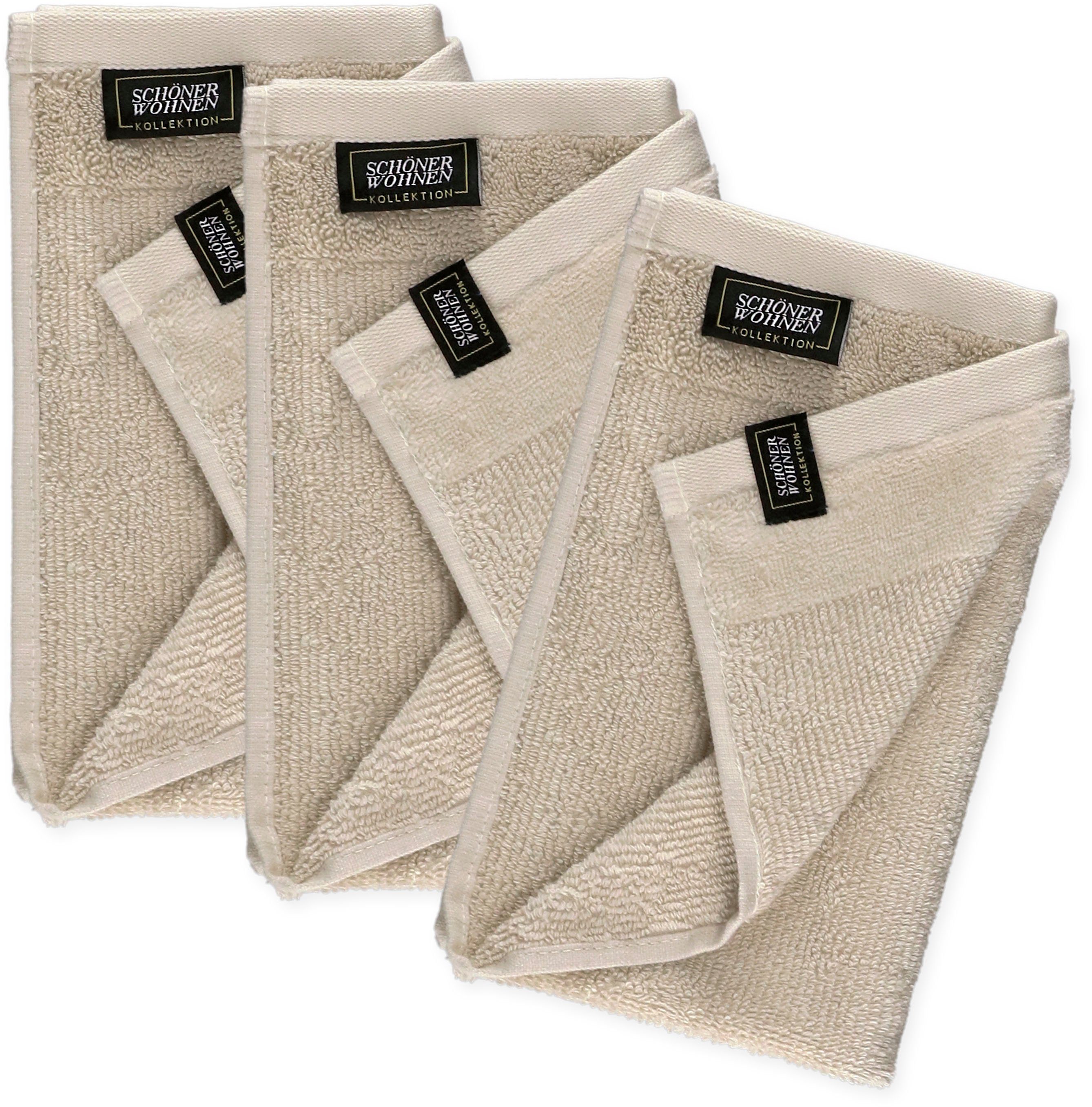 Frottee Sense, (3-St) SCHÖNER WOHNEN-Kollektion beige Gästehandtücher