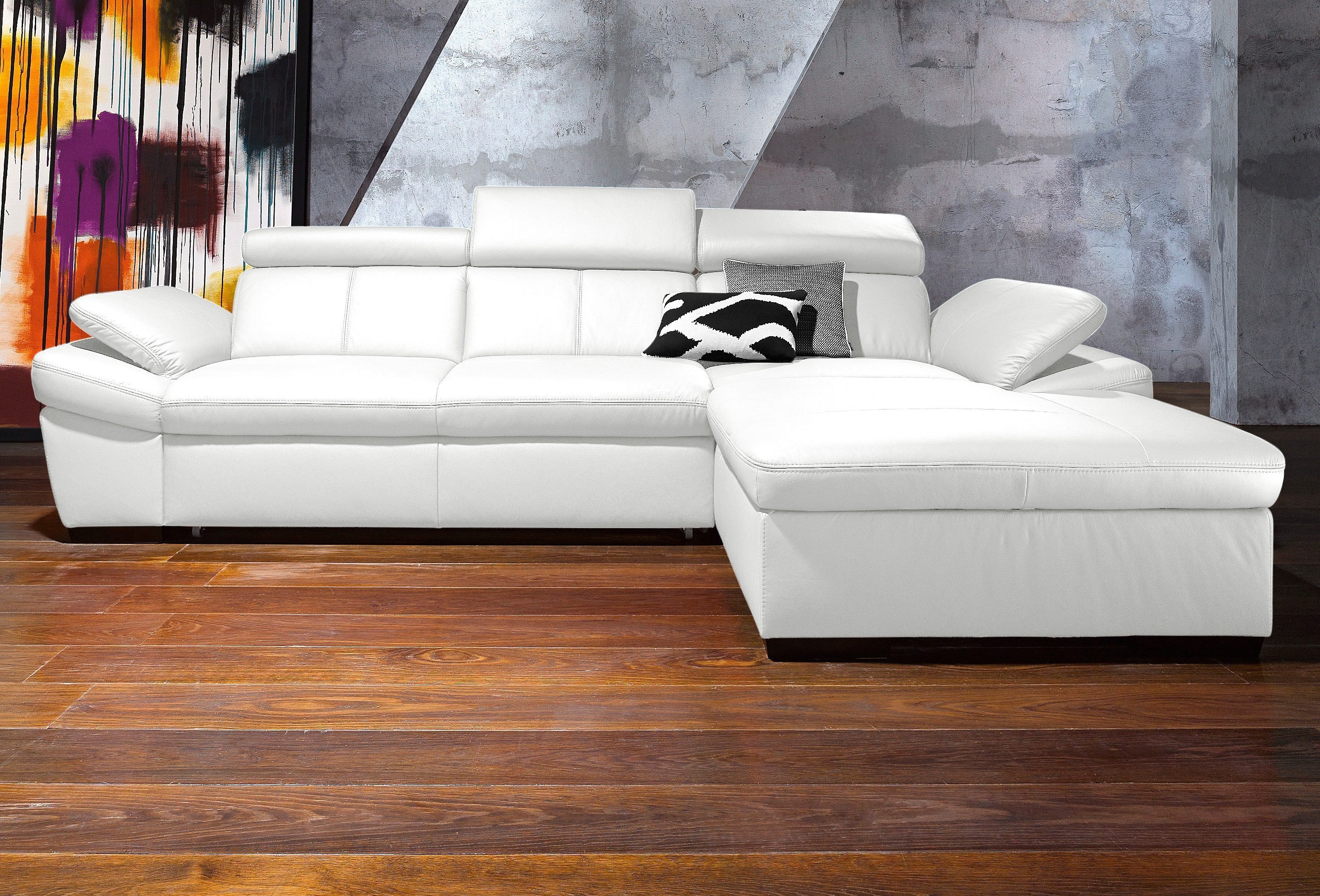exxpo - sofa fashion Ecksofa Salerno, Funktionssofa, Breite 280cm, hoher Sitzkomfort, L-Form, inkl. Kopf- und Armteilverstellung, wahlweise mit Bettfunktion